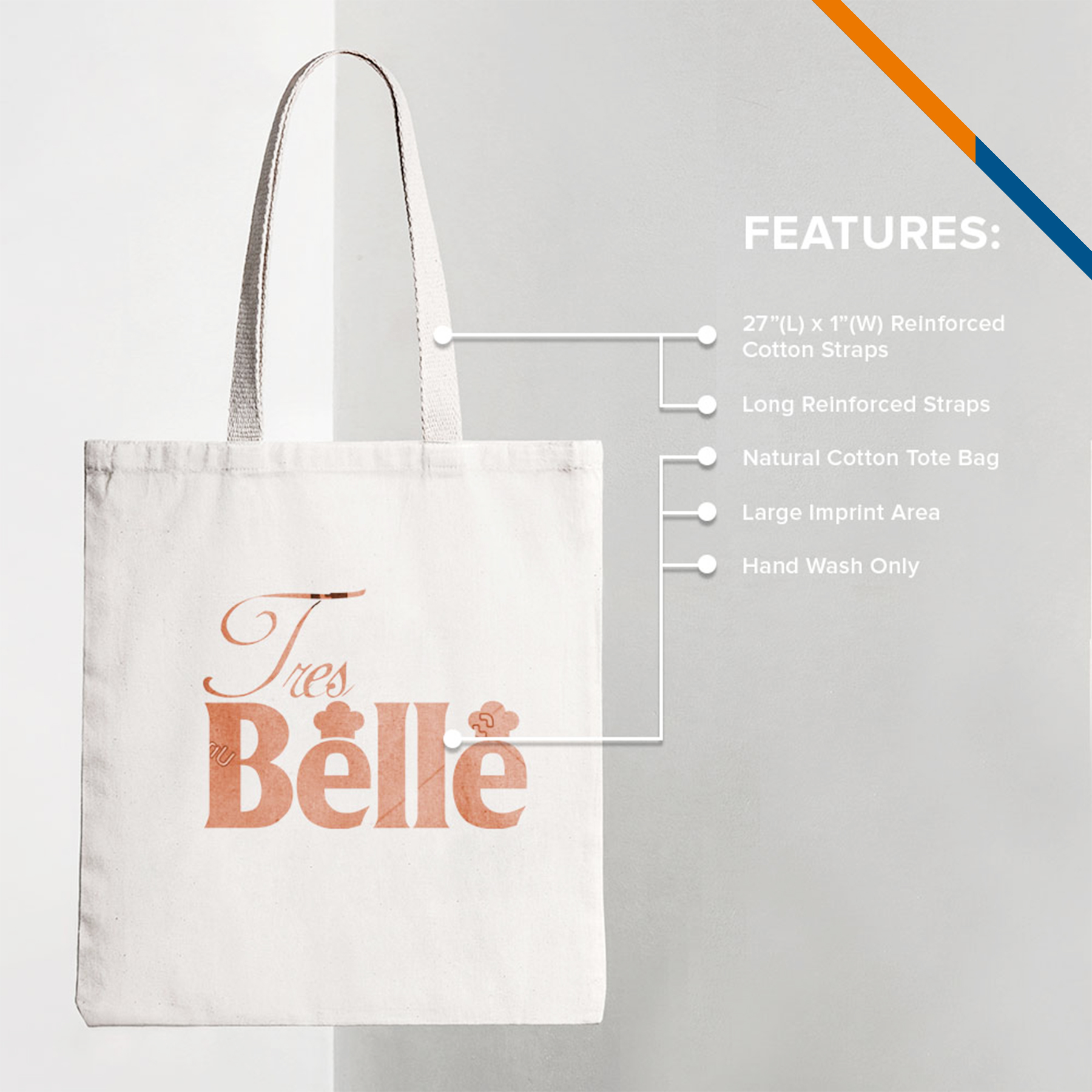 Eloise Cotton Tote Bag, custom tote bag with logo imprint 4