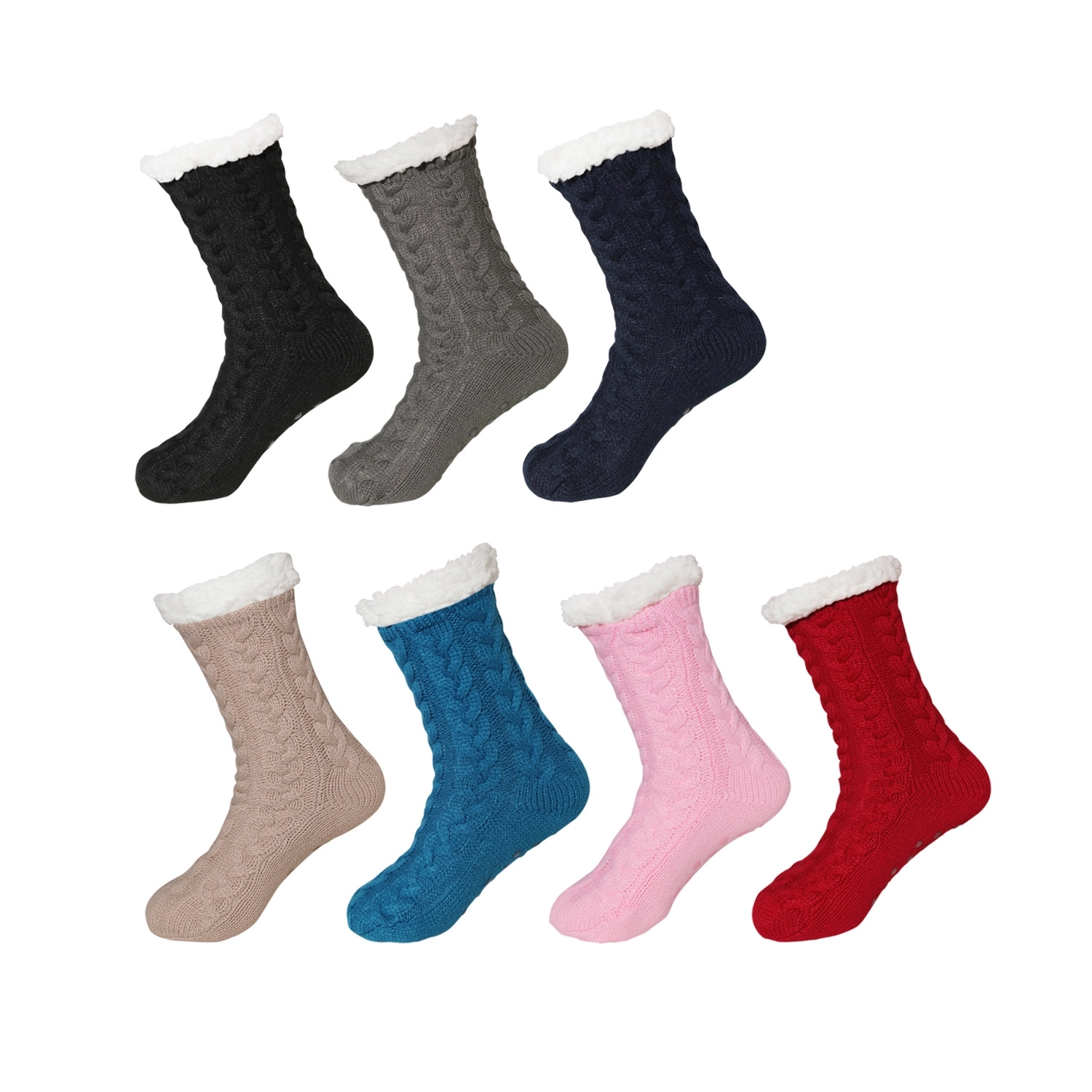 Cozy Fuzzy Fleeced Lined Socks With Grippers 2