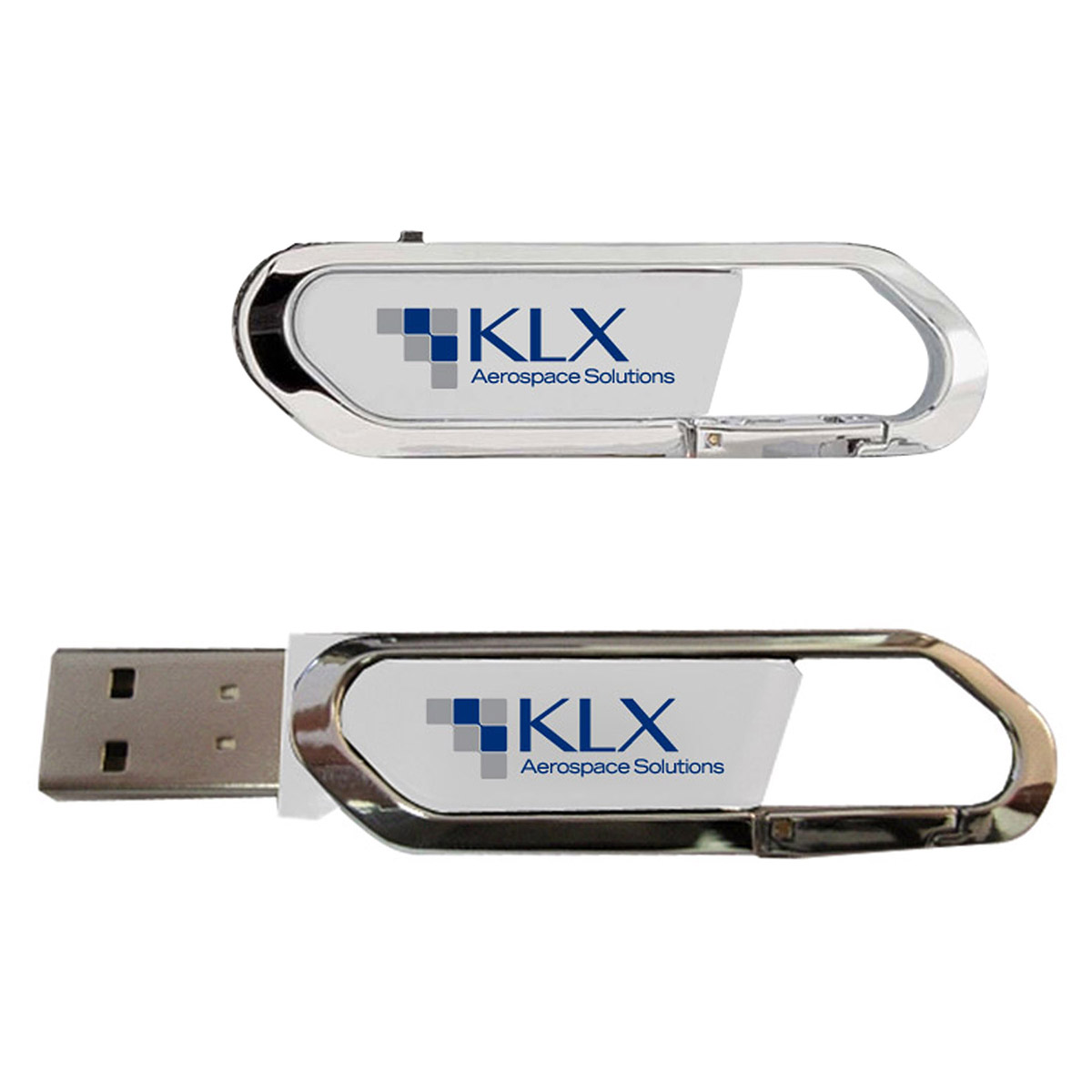 Carabiner USB Drive With Metal Rim And Capless Push/Retract USB 20