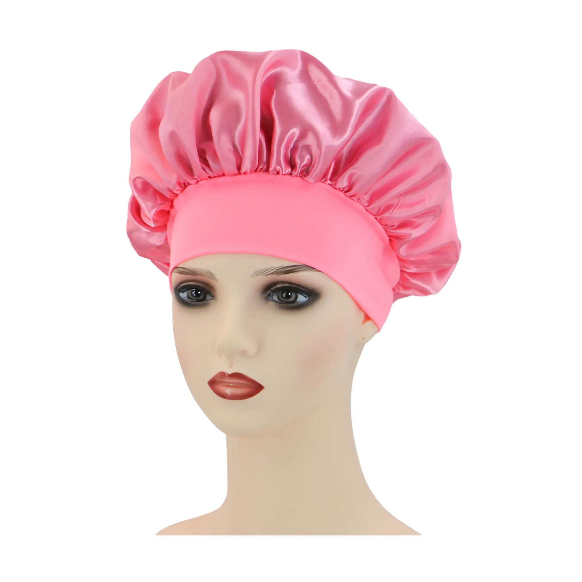 Satin Silk Bonnet Elastic Wide Band Sleeping Cap 7