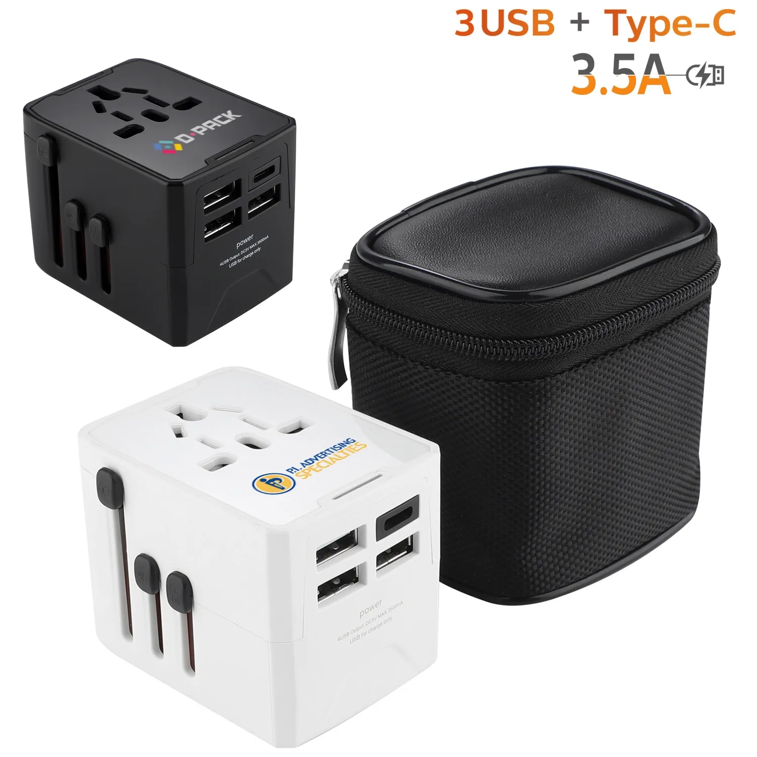 International Power Adapter Wall Charger 3 USB + 1 Type C 2