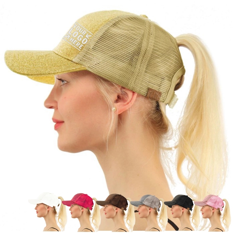 Glitter Ponytail Mesh Baseball Cap 2