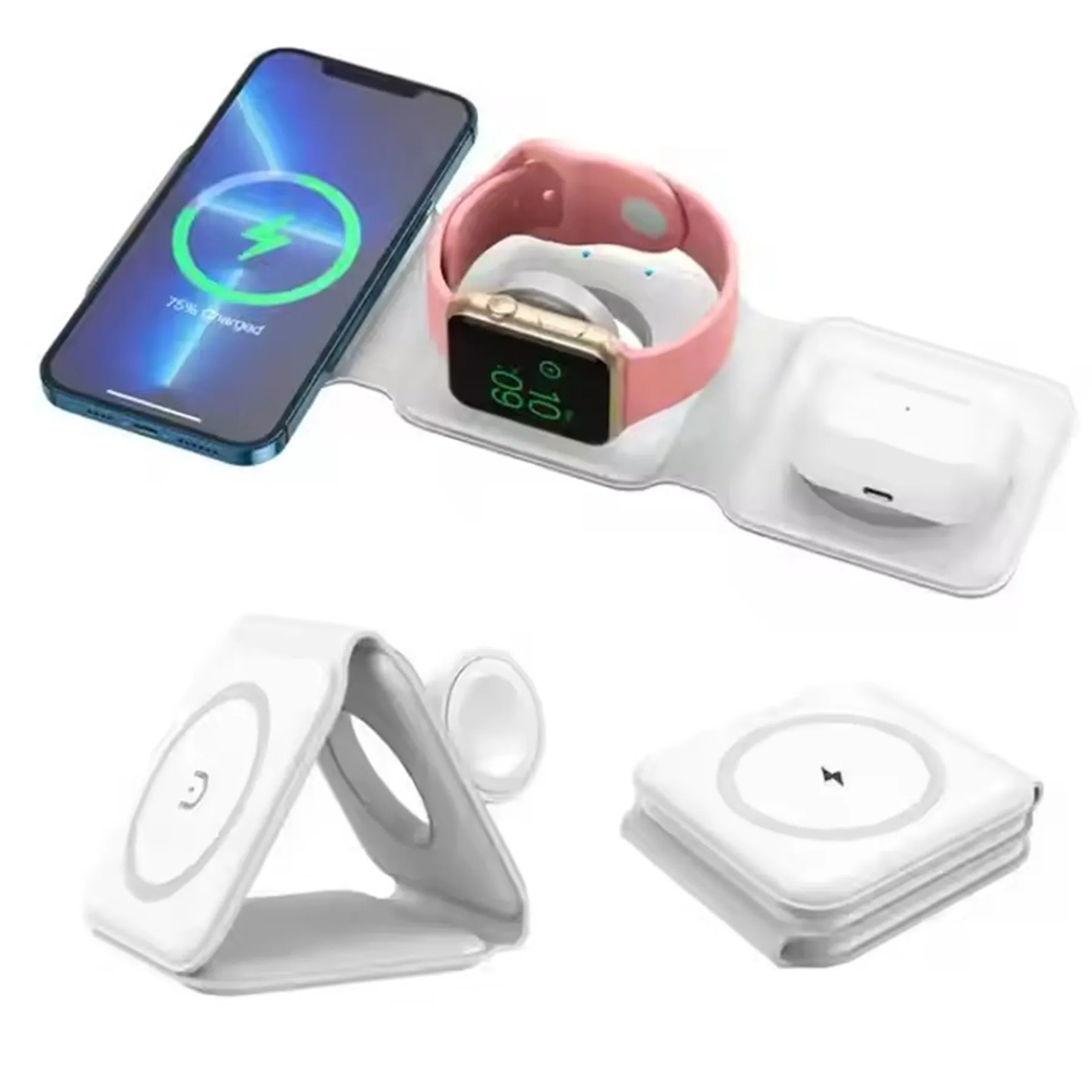 15W 3-in-1 Magnetic Wireless Charger with Foldable Qi Stand 1