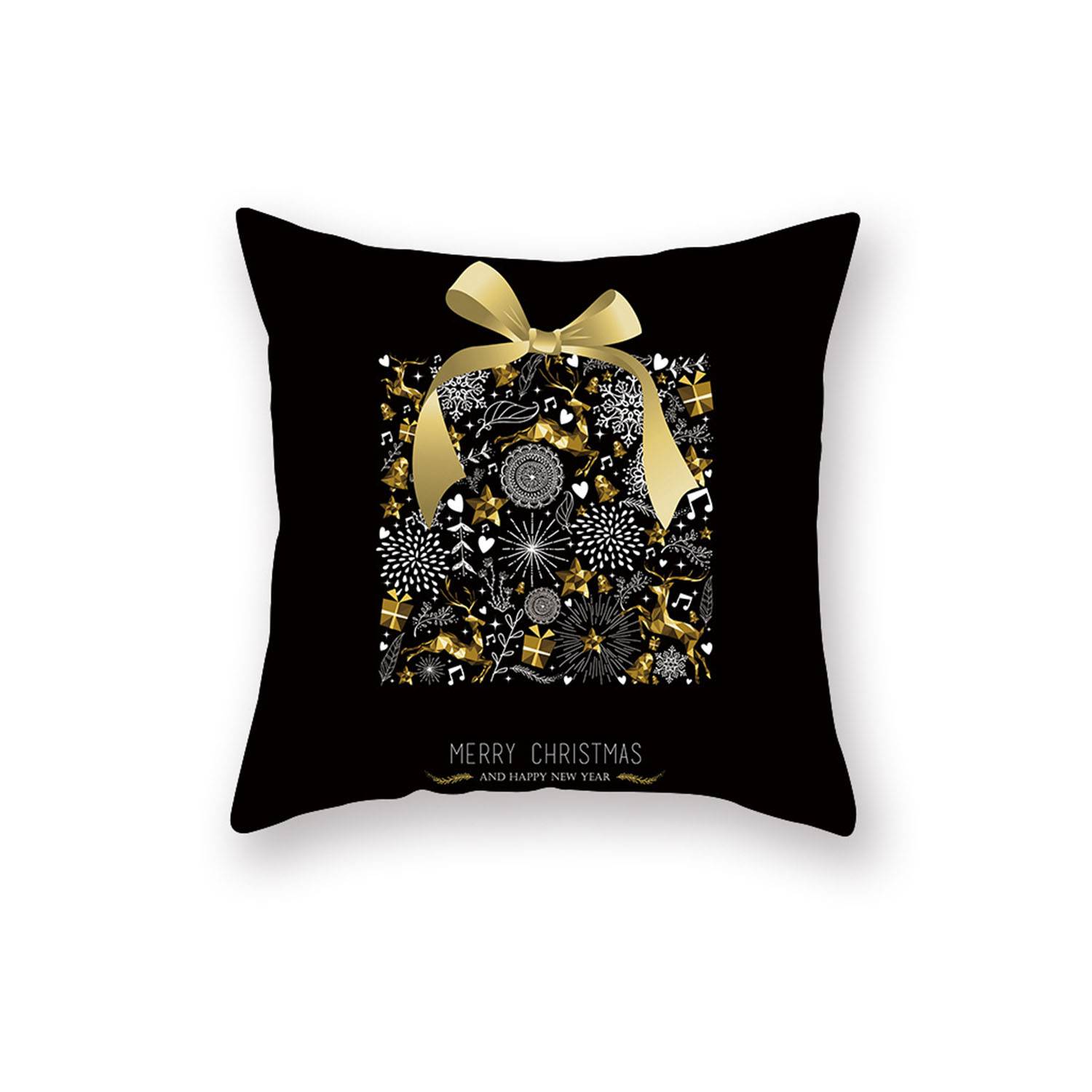 Gold Printed Christmas Pillow 7