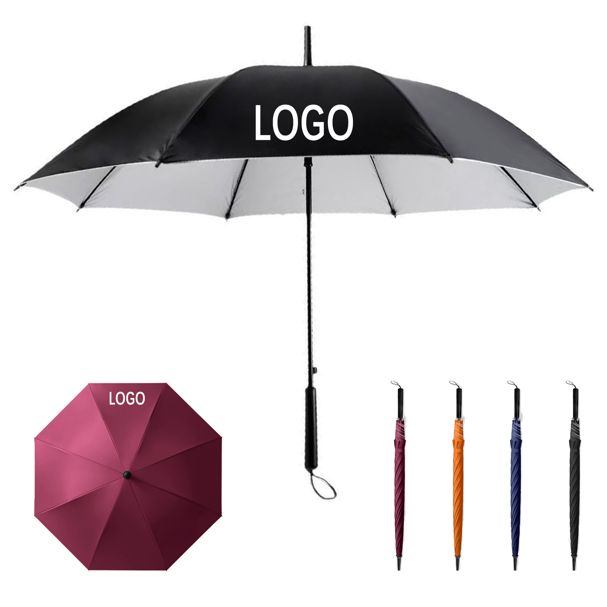 MOQ10 Automatic Long Handle Golf Umbrella 8 Ribs 39.37" 1