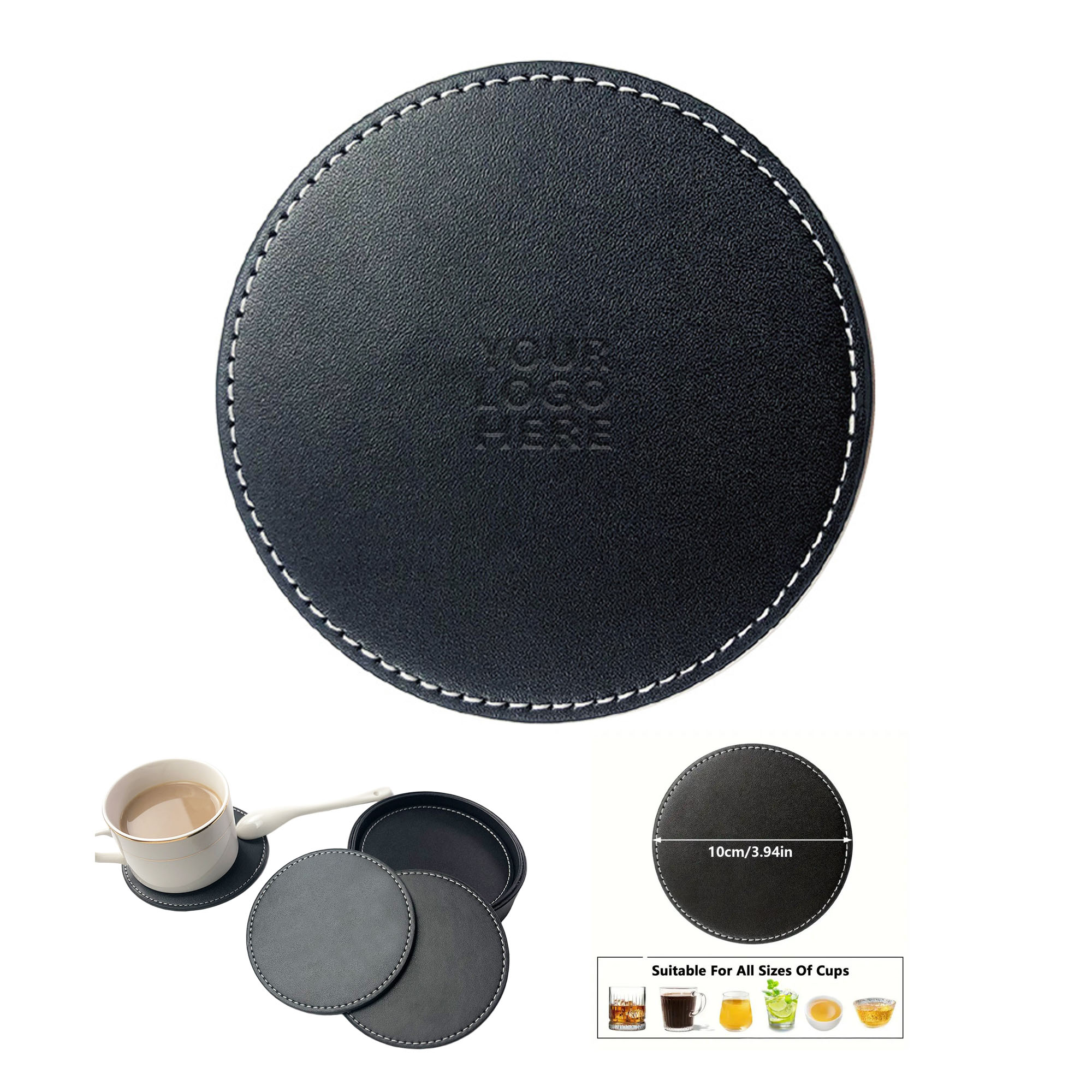 4" PU Leather Round Coaster 6
