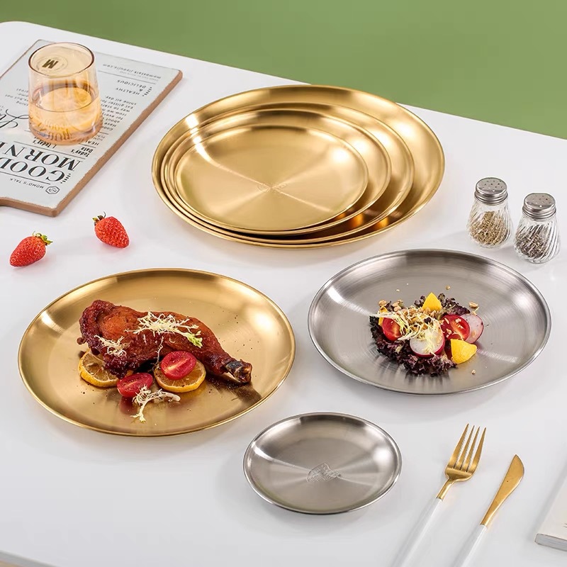 12" Stainless Steel Round Dishes Dinnerware Plate 3