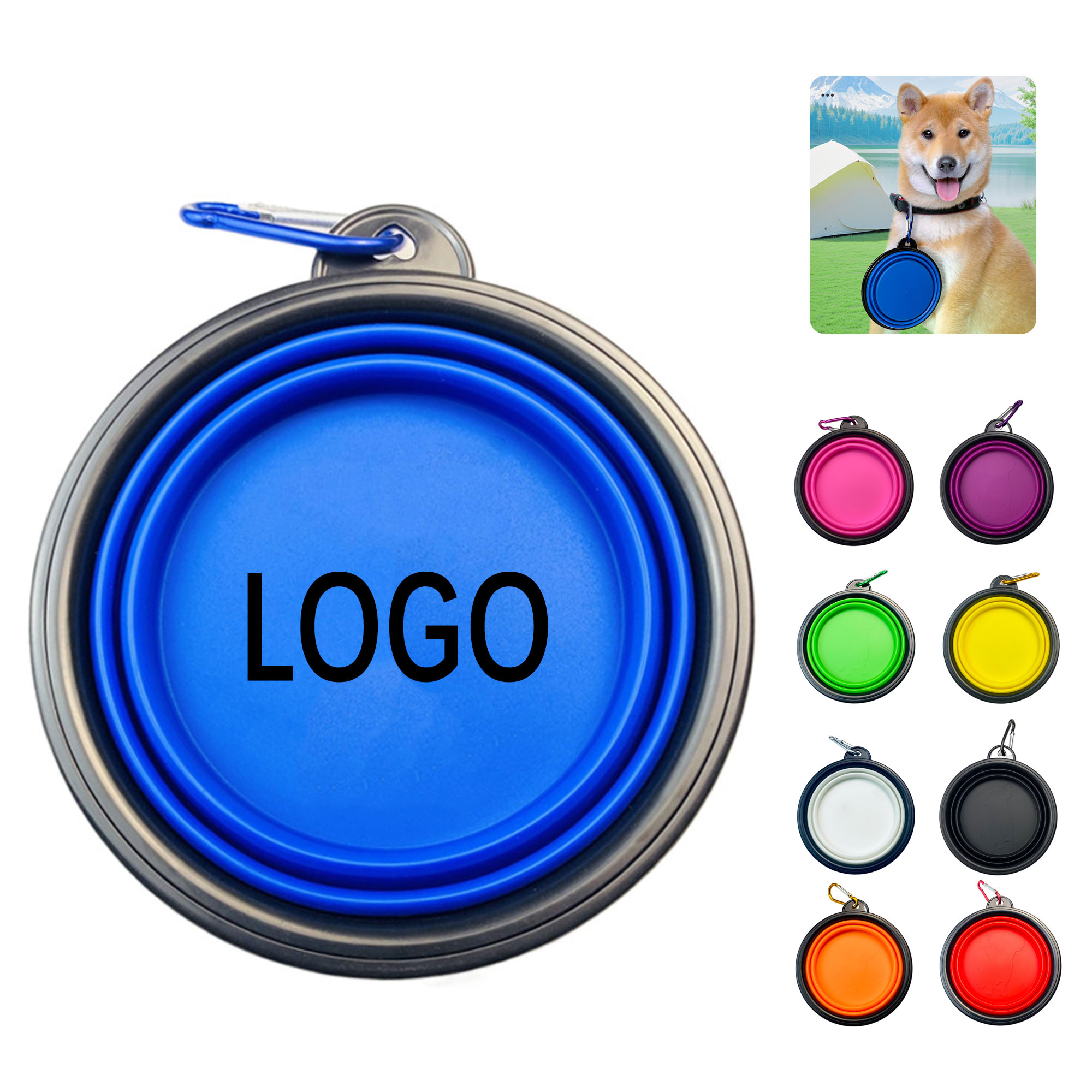 Collapsible Pet Bowl With Carabiner Hook 1