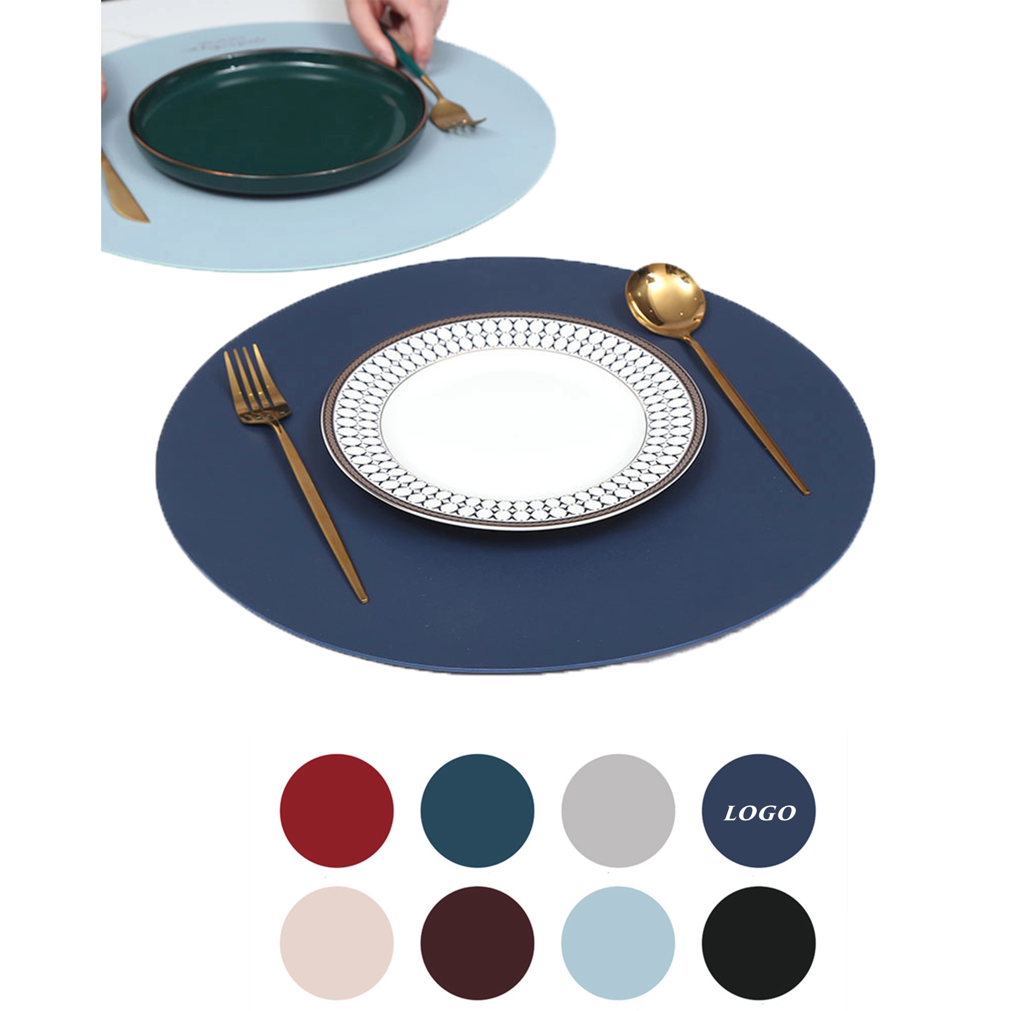 15'' Round Leather Table Place Mat MOQ 20PCS
