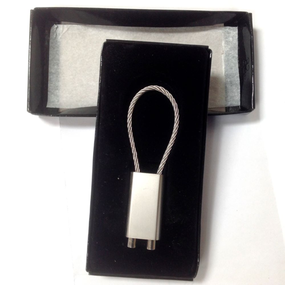 Rectangular - Wire Twist Keyring- Silver 2