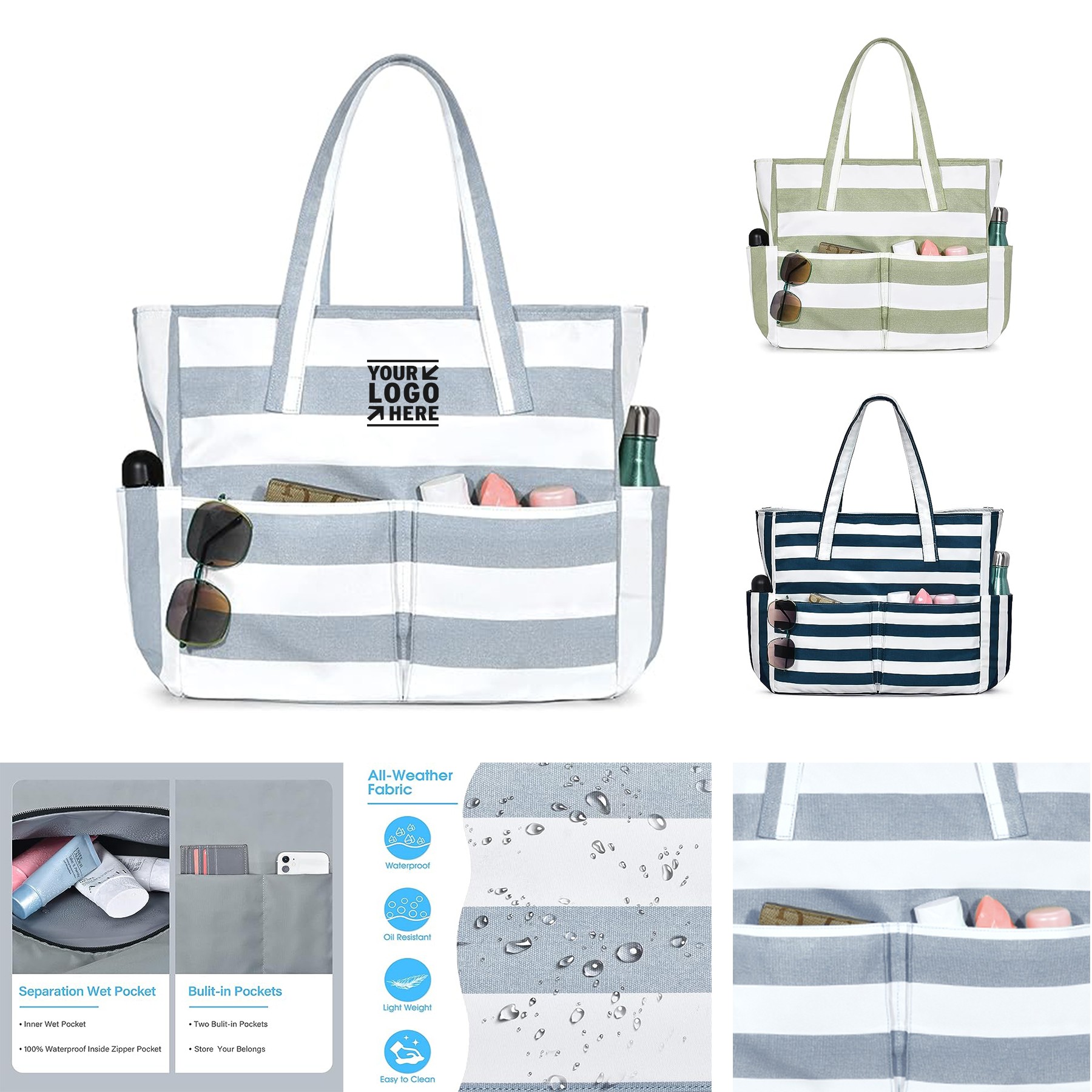 Women Beach Waterproof Sandproof Swim Pool Tote Bag 2