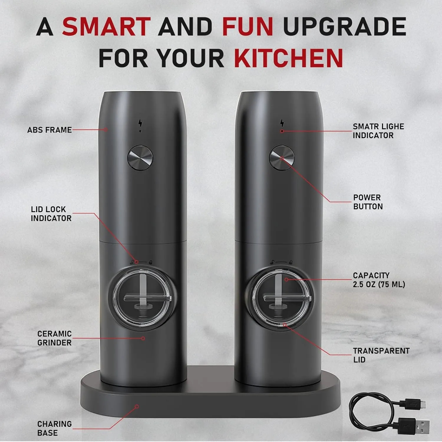 Refillable Automatic Mills Shaker With LED Light 8