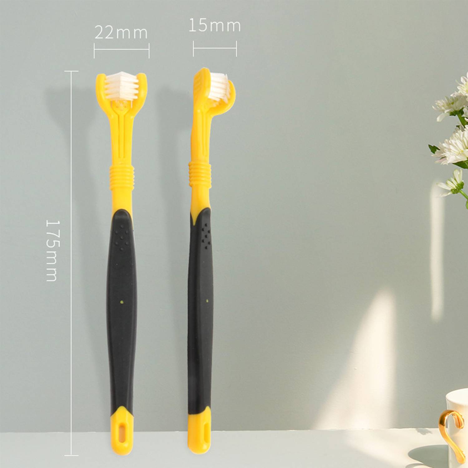 Plastic Oral Cleaning Care Three-headed Pet Toothbrush 5