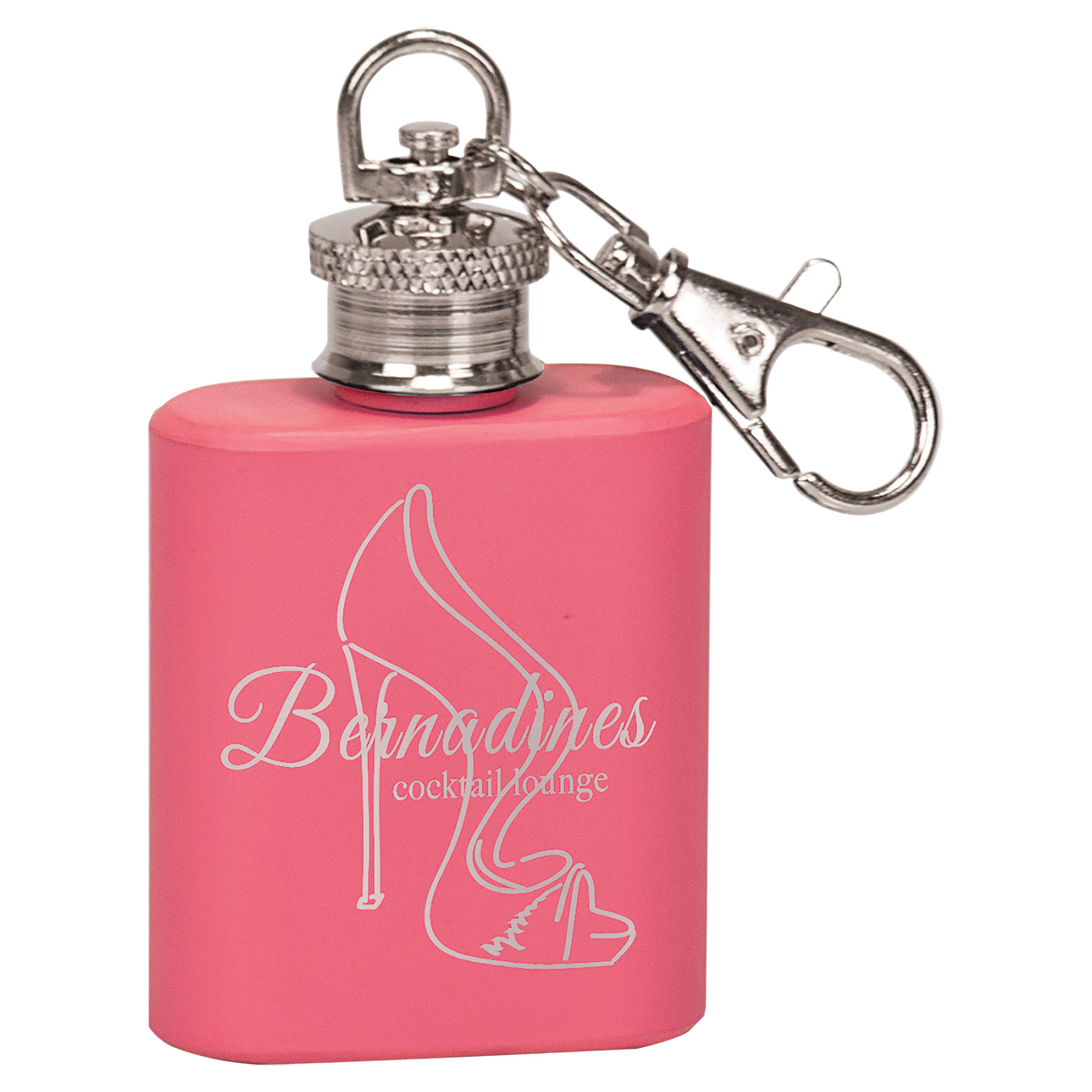 1oz Pink Stainless Steel Flask Keychain