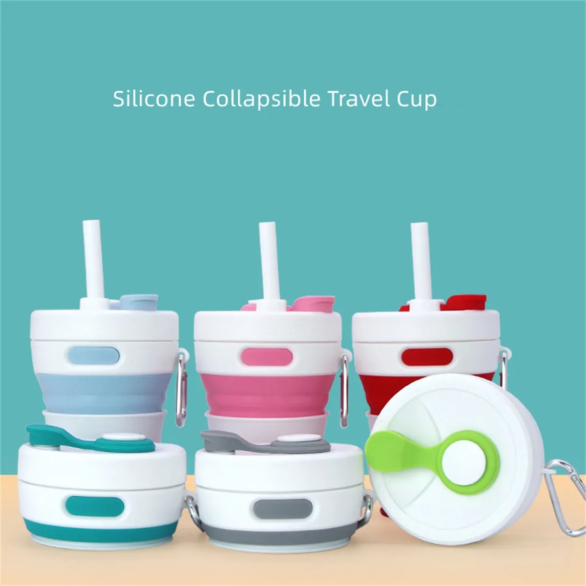 15oz Silicone Collapsible Travel Cup with Straw 3