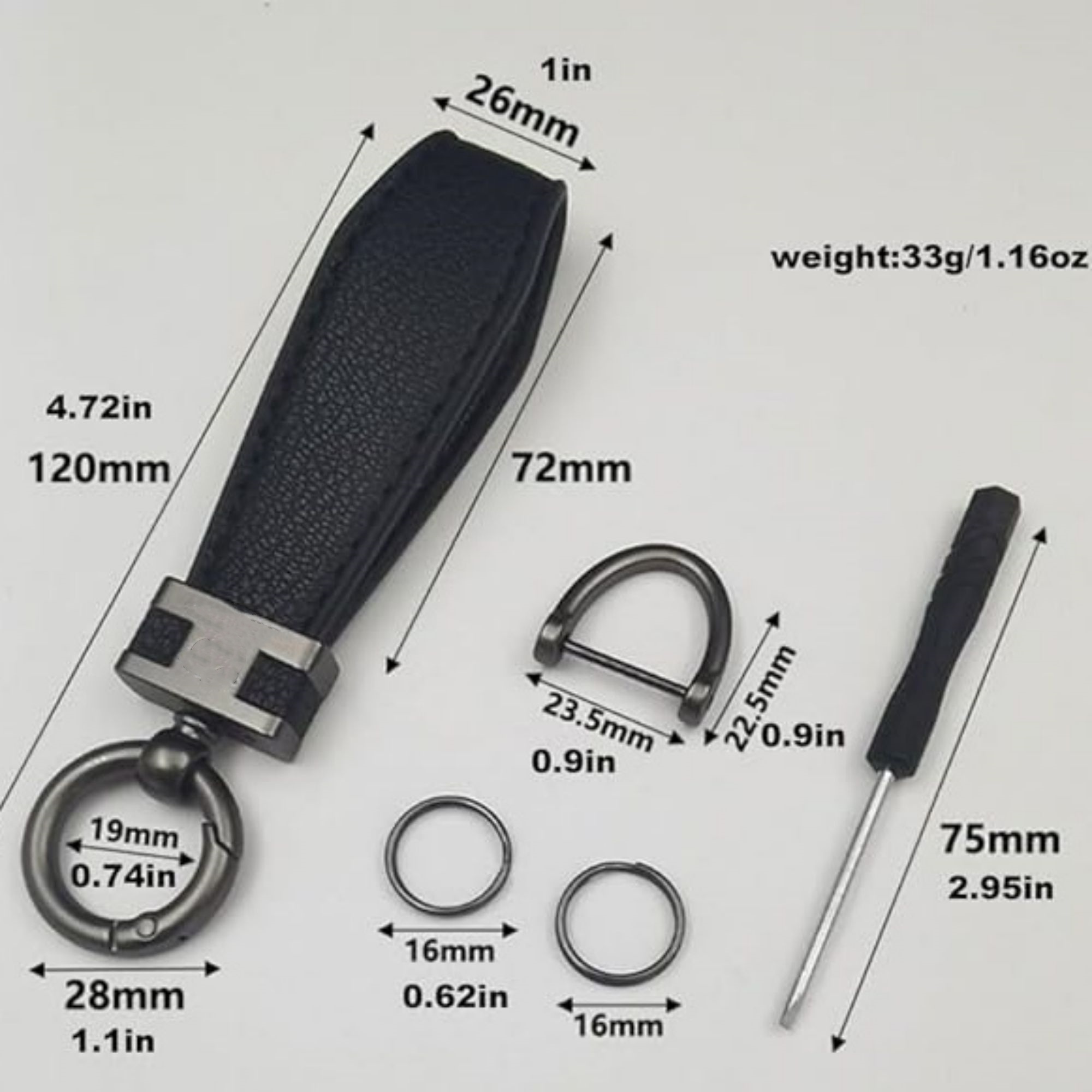 Leather Car Keychain With 360 Degree Rotatable 2