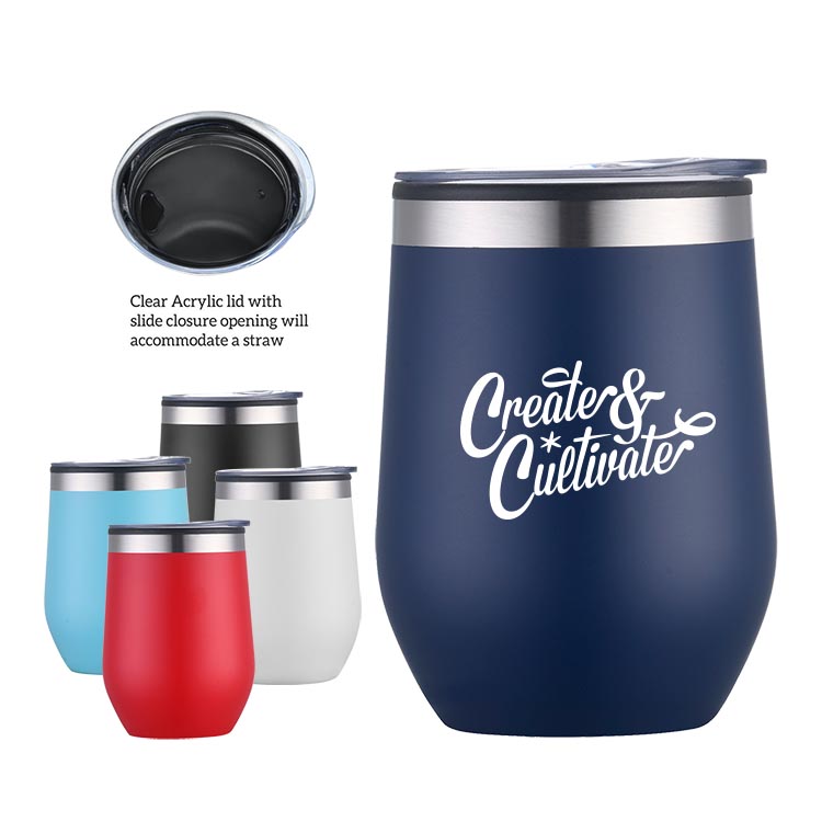 12 oz. Powder-Coated SS Outer with Polypropylene Inner Tumbler Wine Cup 7