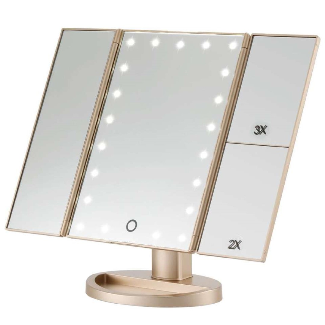 LED Tri-Fold Mirror Touch Screen 3X/2X/1X 1
