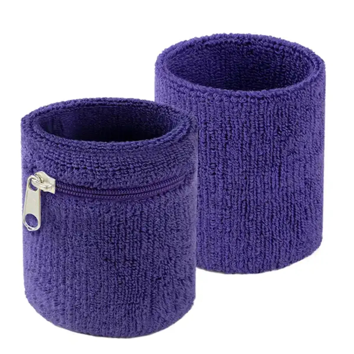 Cotton Sweatband Sport Elastic Wristband With Zipper Pocket 8