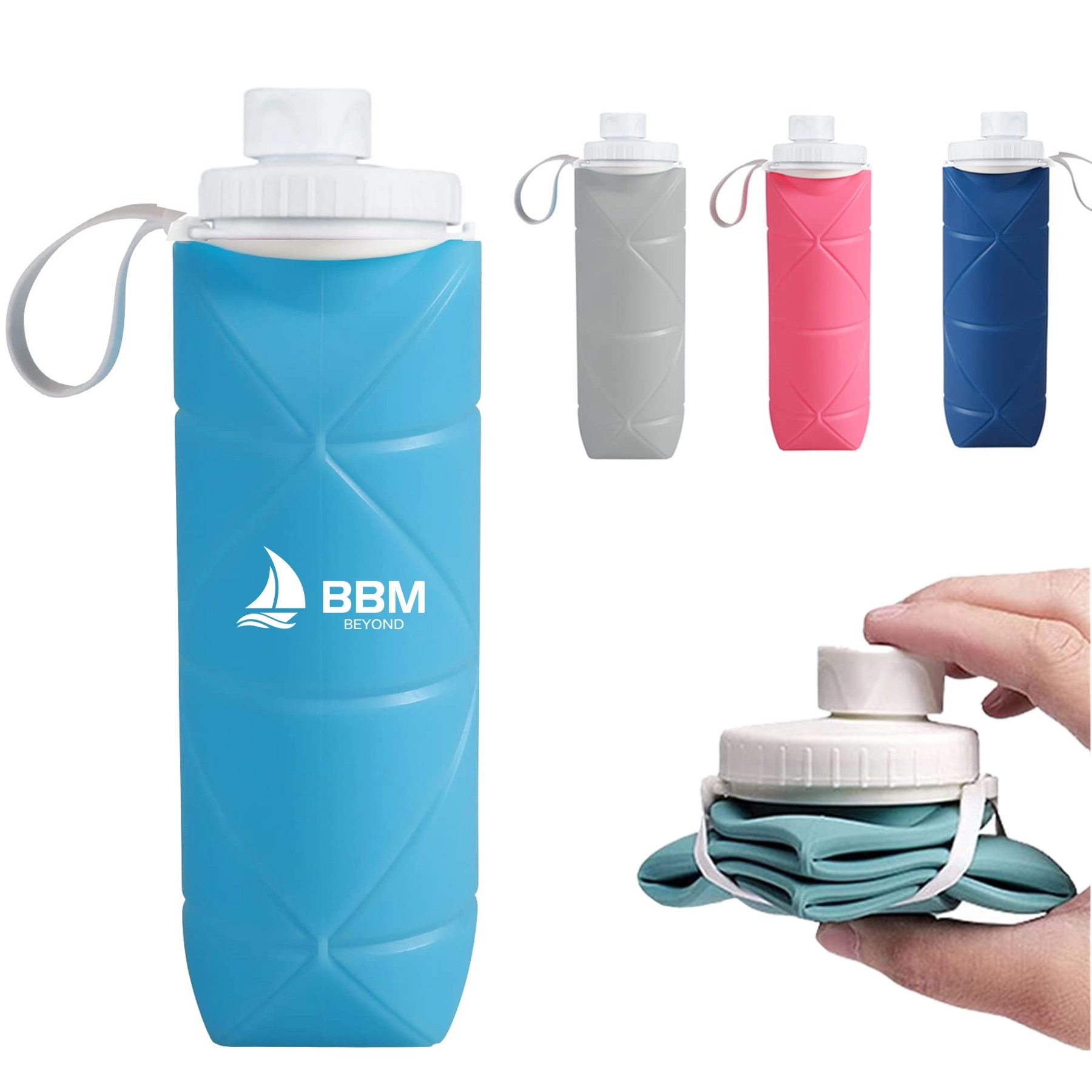 20oz Food Grade Silicone Folding Water Bottle 3
