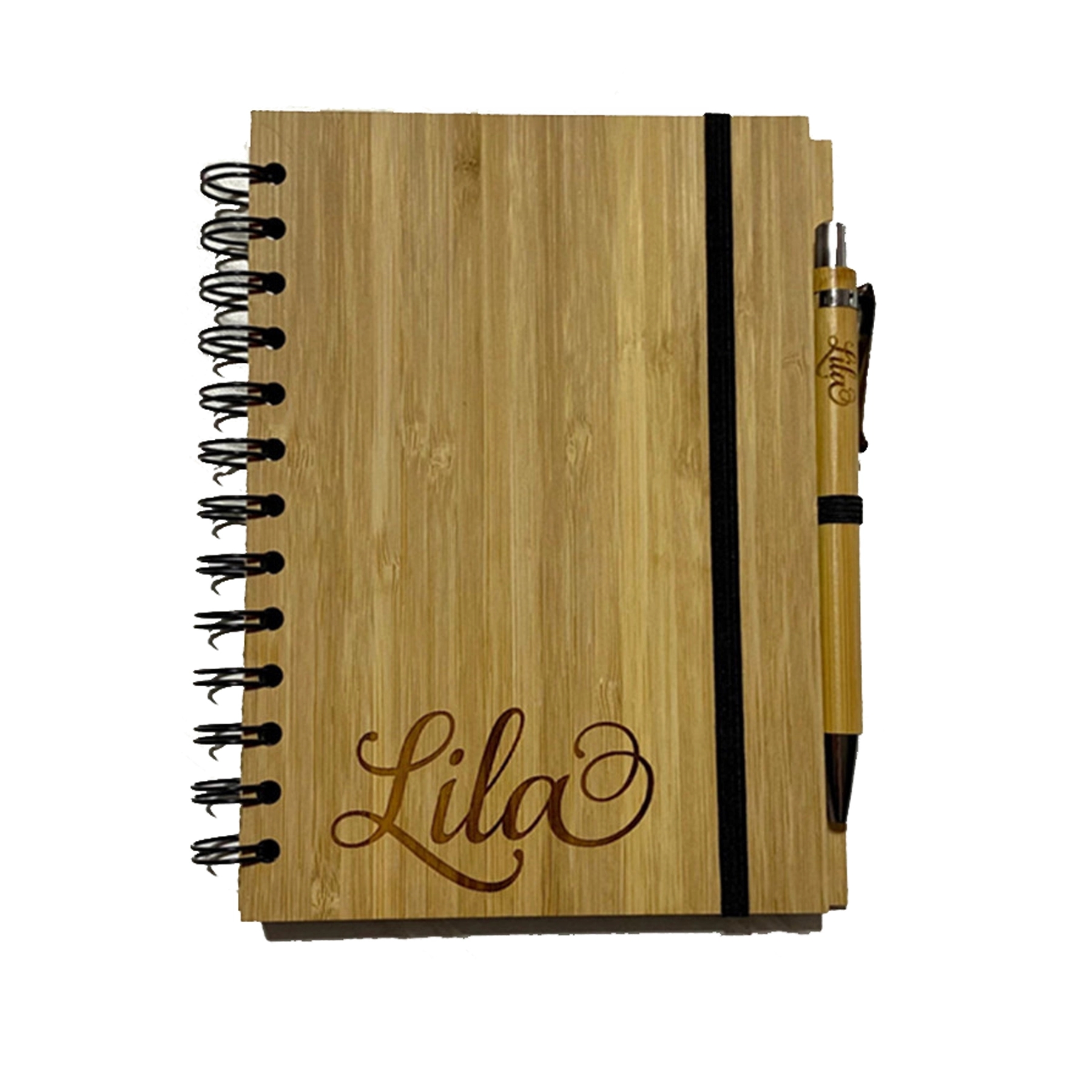 Bamboo Wooden Spiral Notebook w/ Pen 5