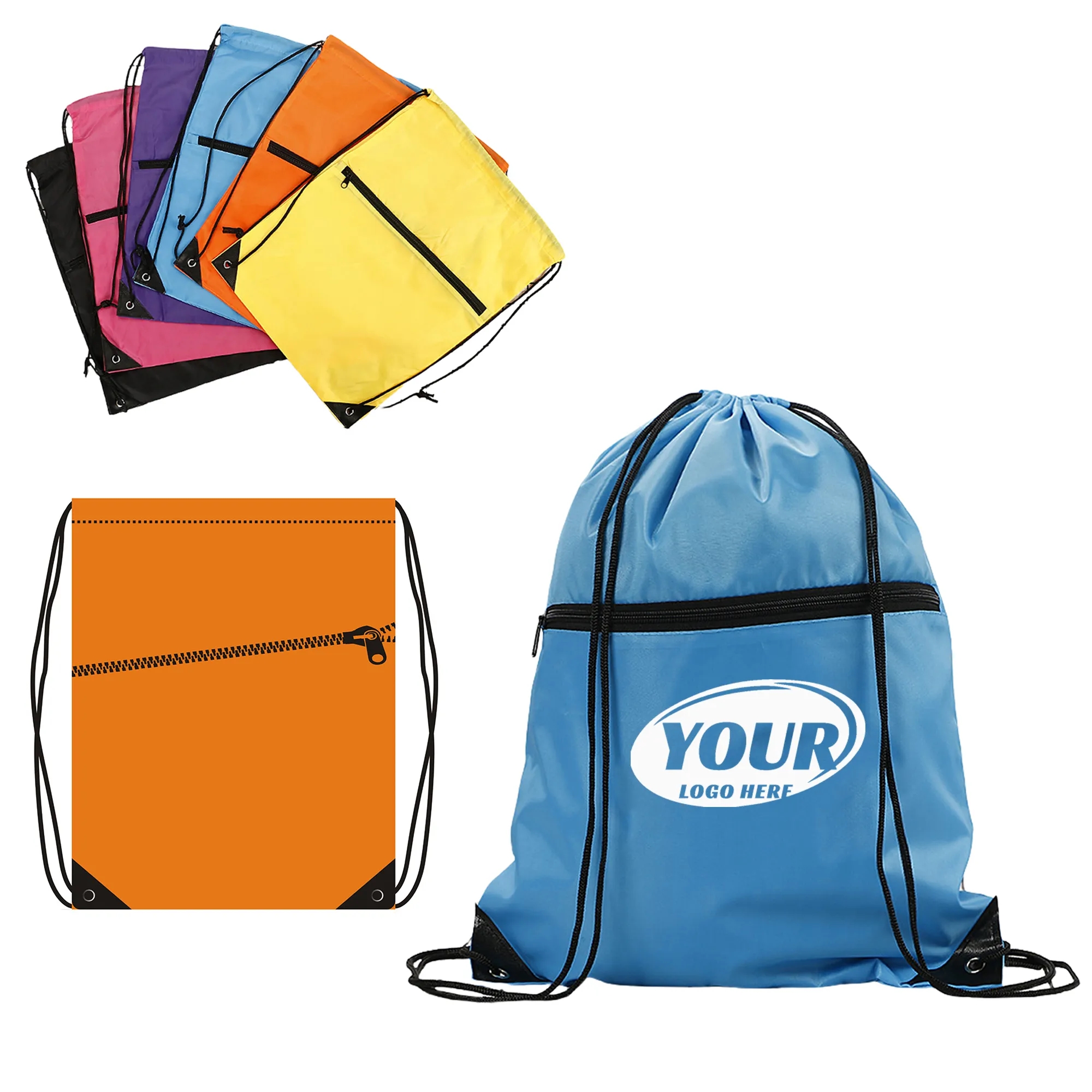 Drawstring Backpack w/Zipper