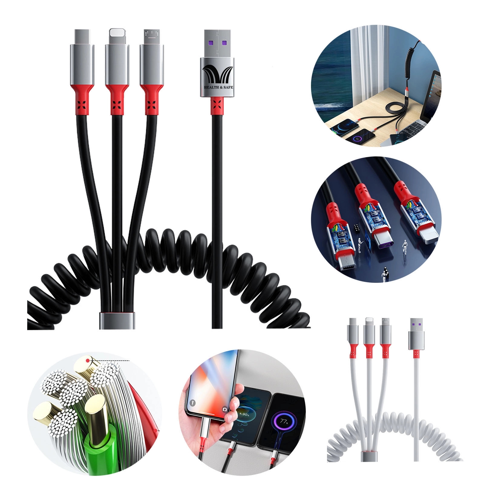 Retractable Multi 3 In 1 Fast Charging Cable 2