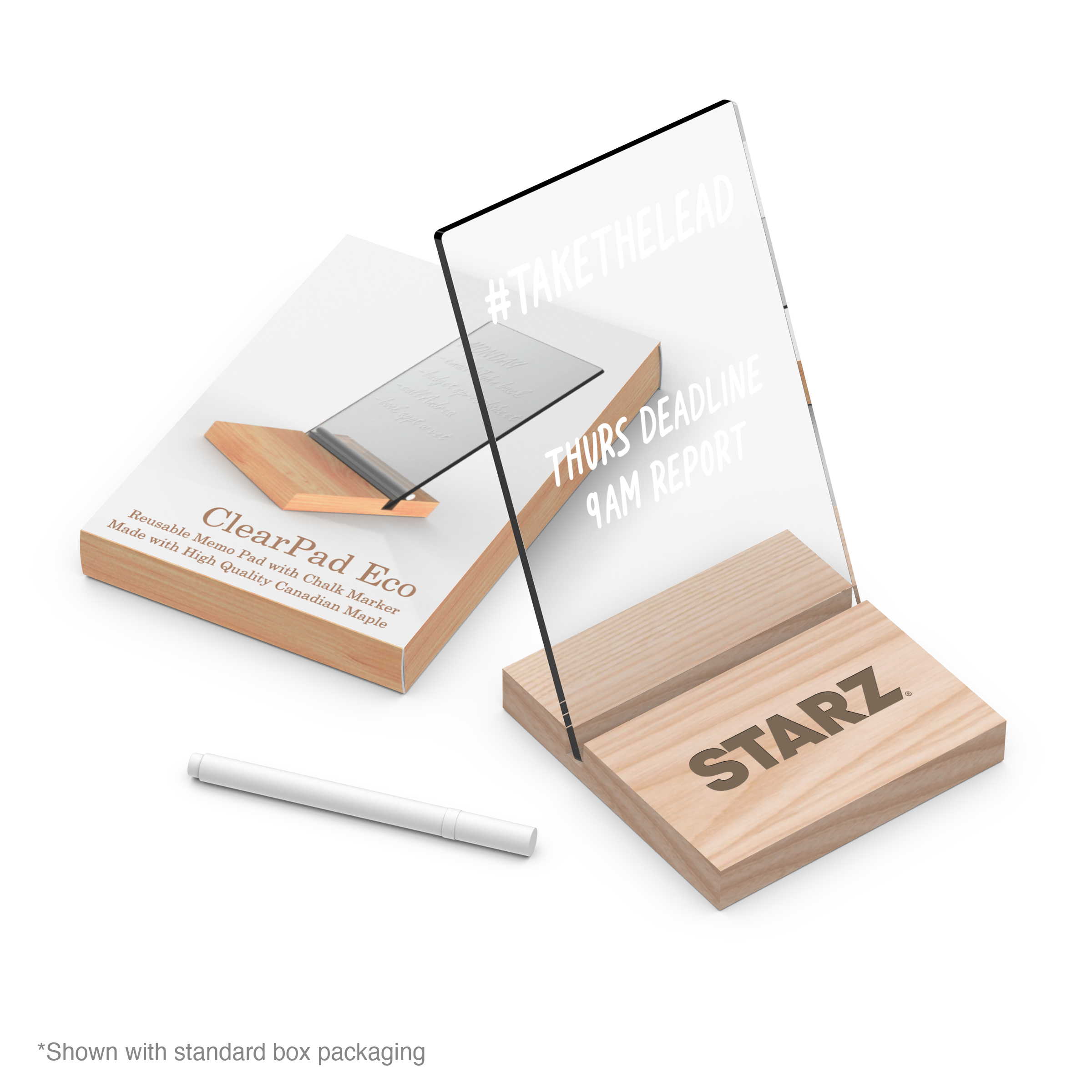 ClearPad Eco : Reusable transparent memo pad with maple wood base 3