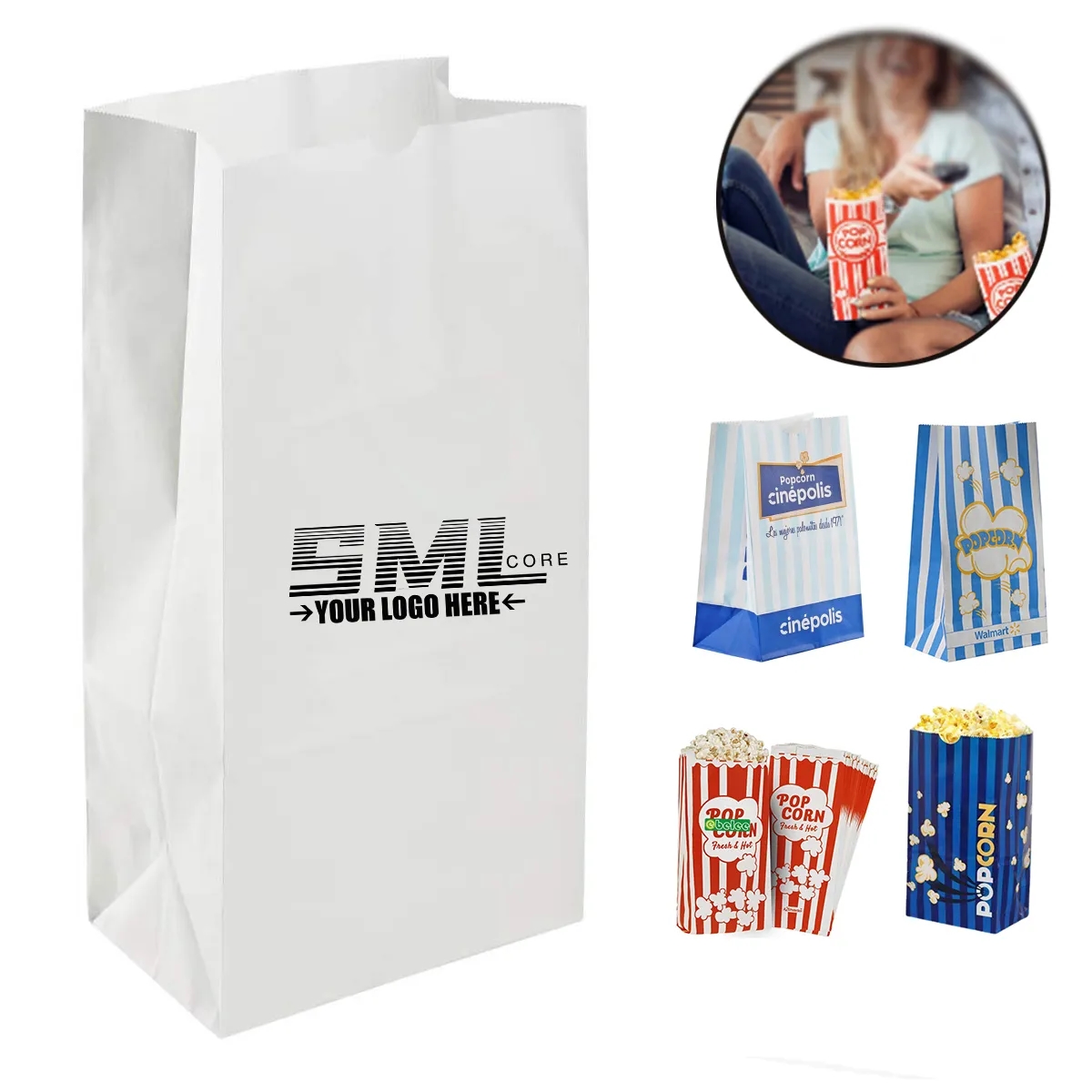 Custom Greaseproof Paper Popcorn Bags 1
