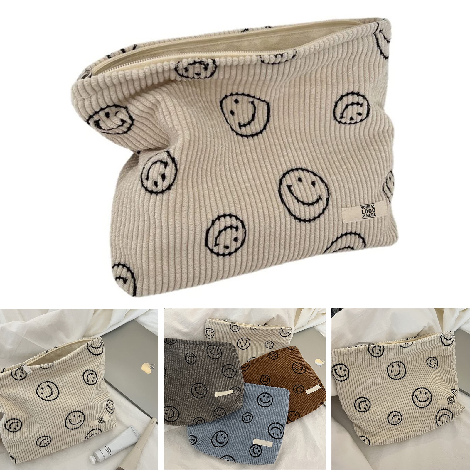 Corduroy Cosmetic Bag Aesthetic Women Handbag 1