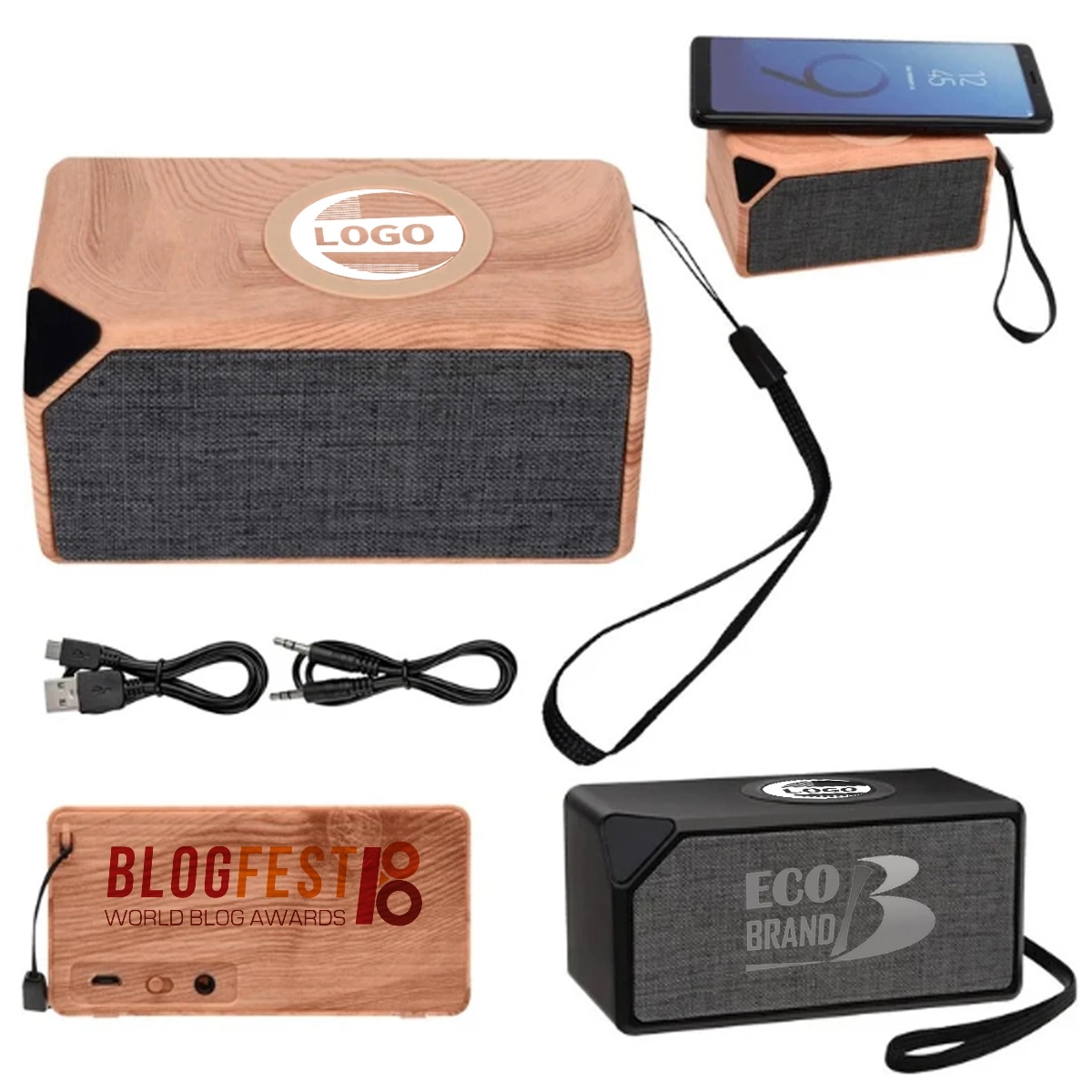 2 in 1 Boost Wood Grain Wireless Charger Bluetooth Speaker 2