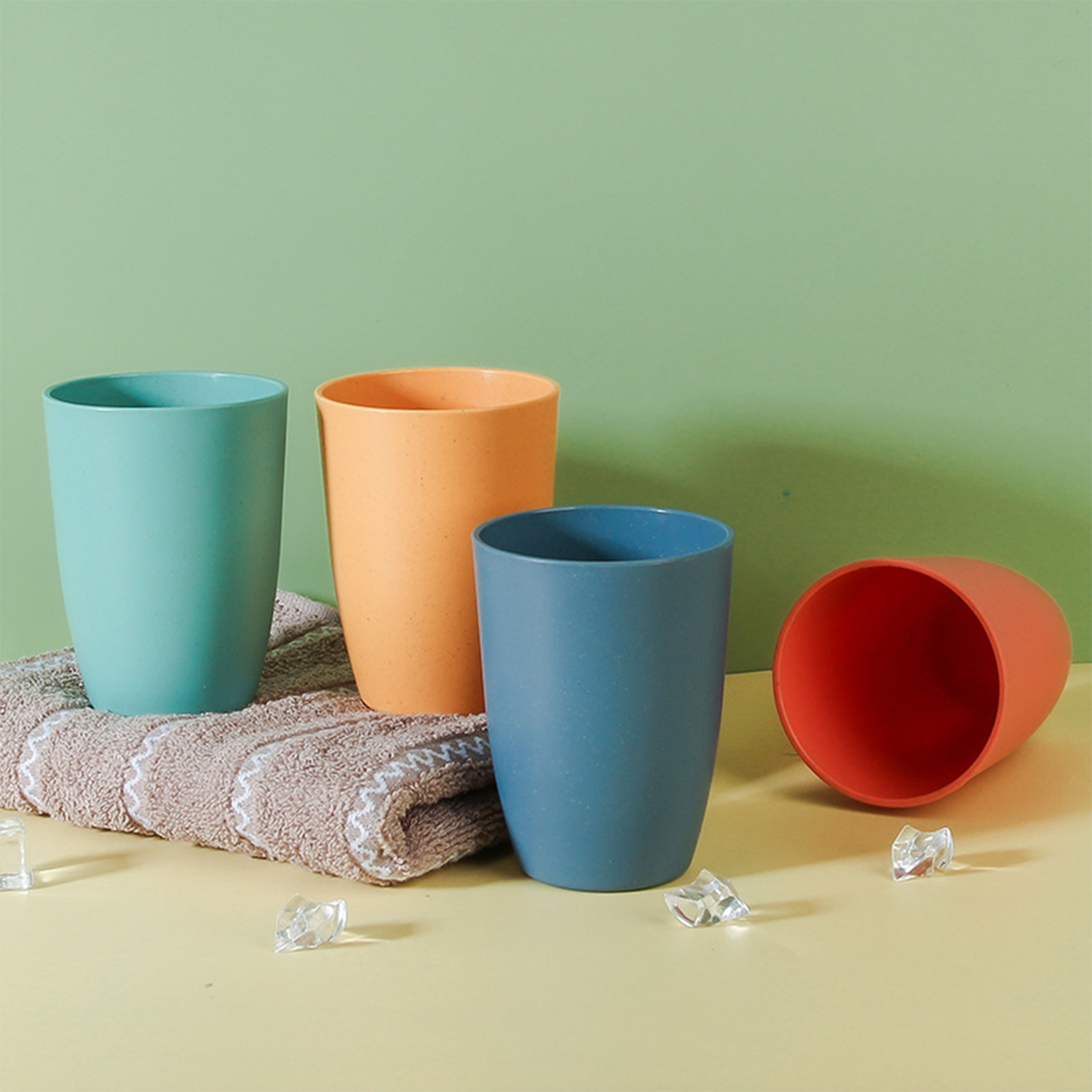 12oz Reusable Wheat Straw Mouthwash Cup 1