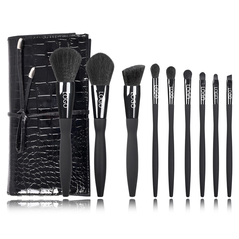 9pcs Diamond Black Makeup Brushes Set w/Bind PU Bag 2