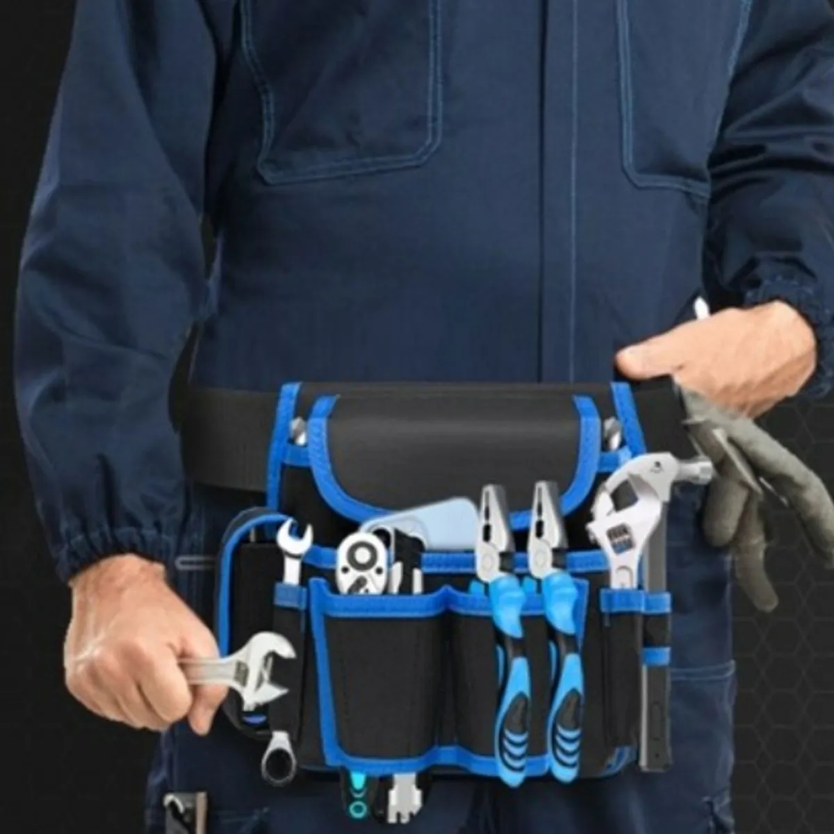 Durable Multi-Pocket Work Belt Tool Pouch Waist Bag 3