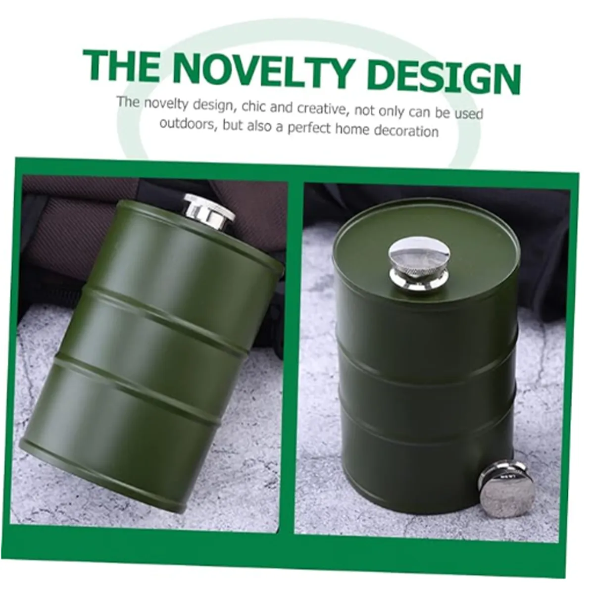 25 OZ Gasoline Barrel Camping Accessories Canteen Wine Jug, custom water bottle with logo imprint 6