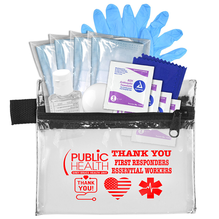 "Ariel" 12 Piece Safety Kit in Zipper Pouch with Carabiner Attachment 12