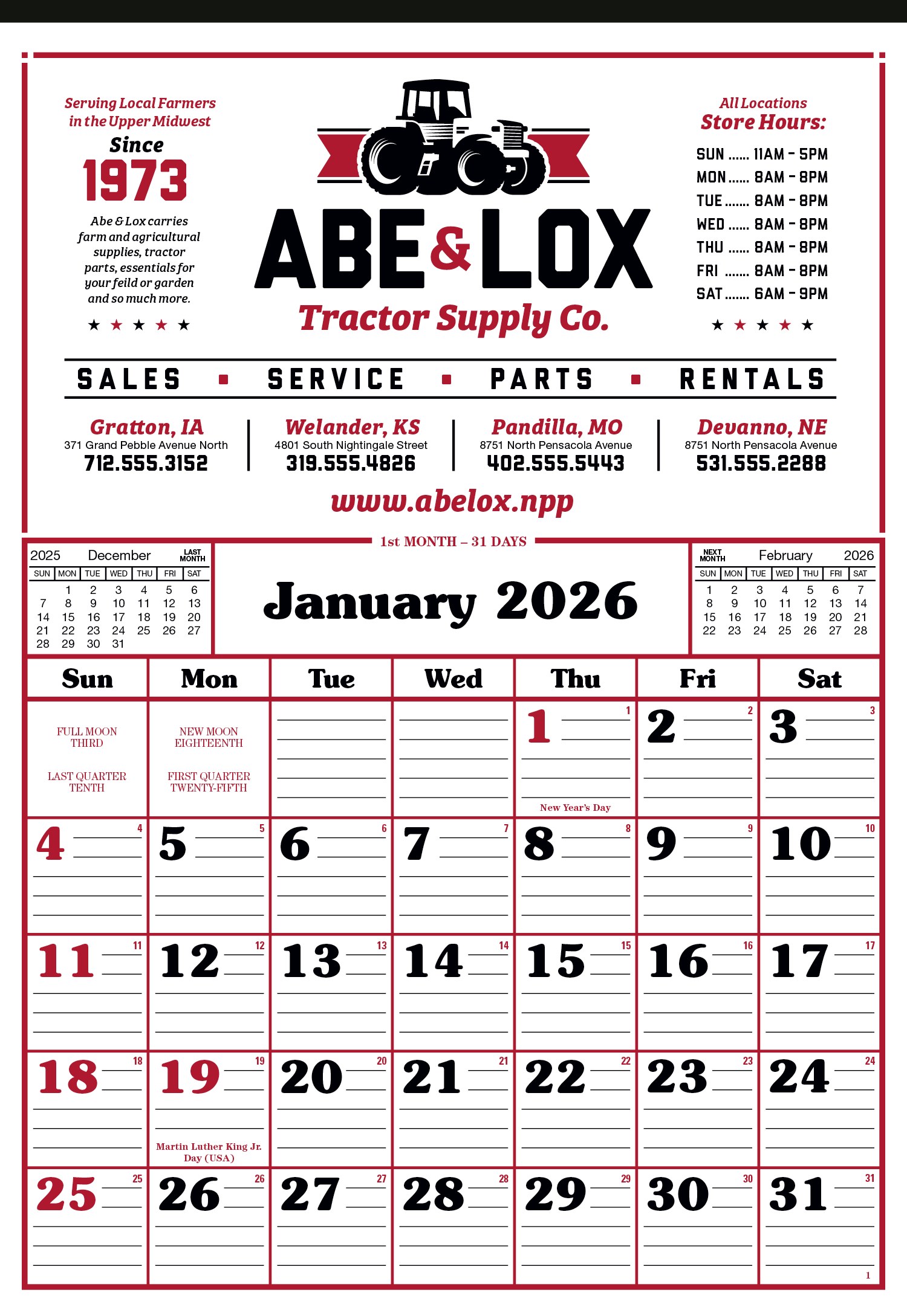 Skinner & Kennedy® Commercial 12-Sheet Calendar 22