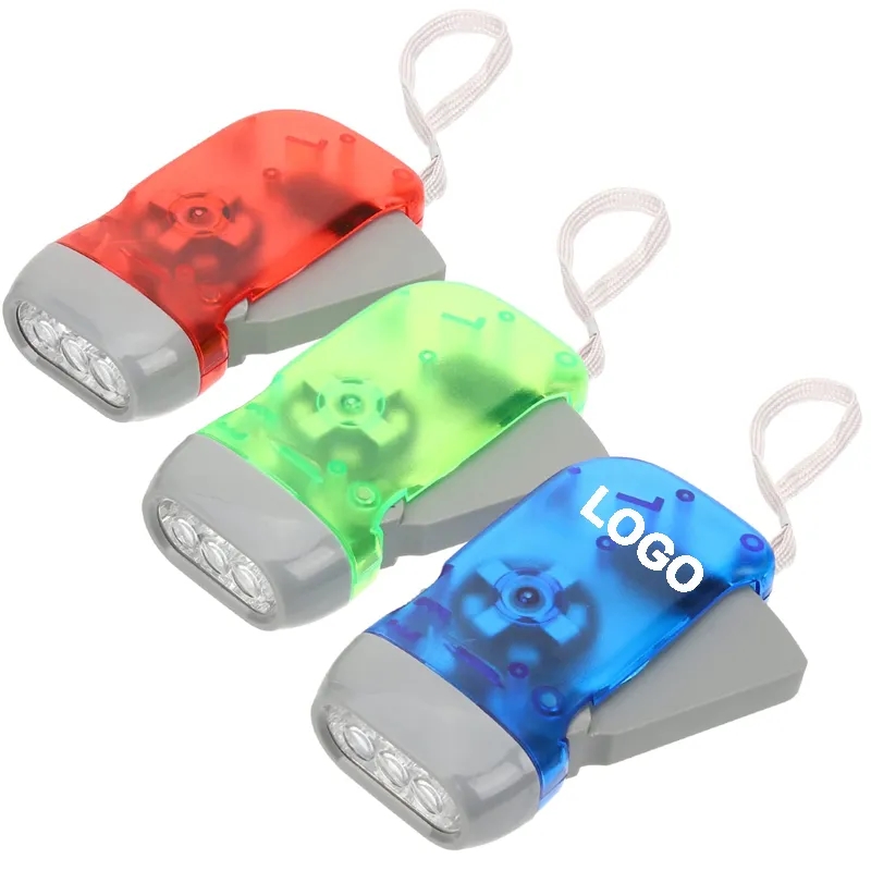3 Led Hand Press Wind Up Torch 4