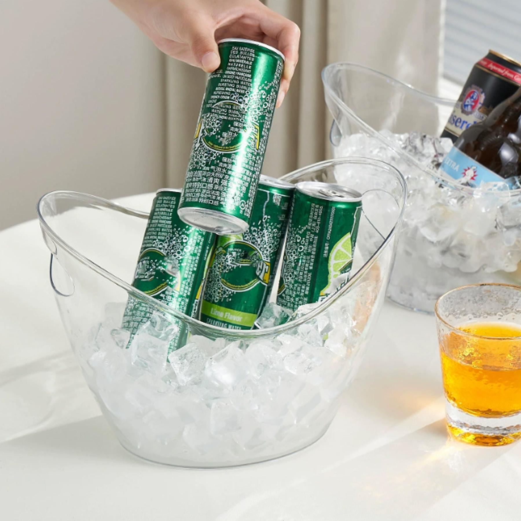 8L Thick PET Plastic Transparent Ice Bucket 5