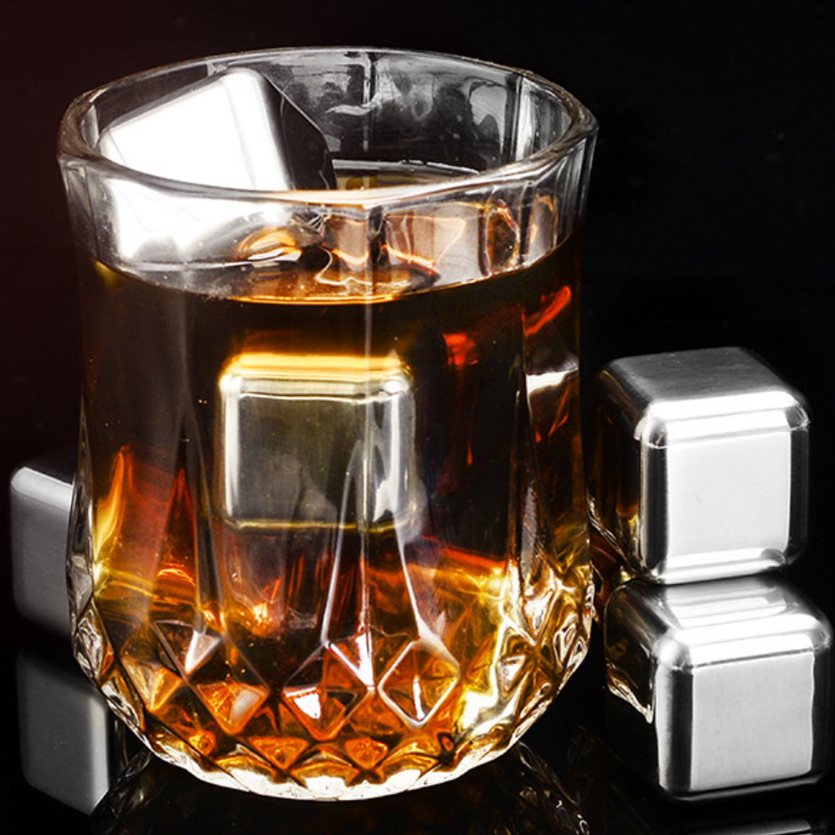 Reusable Stainless Steel Whiskey Stones Set of 4 7