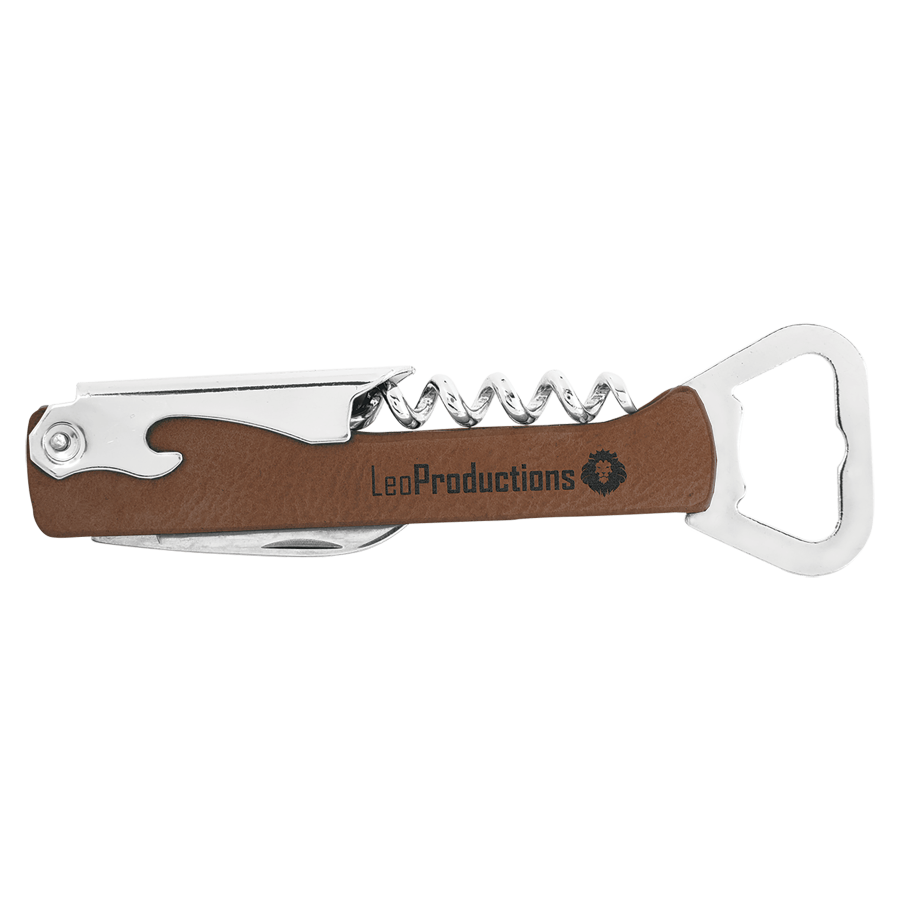 Dark Brown Leatherette Wine Bottle Opener