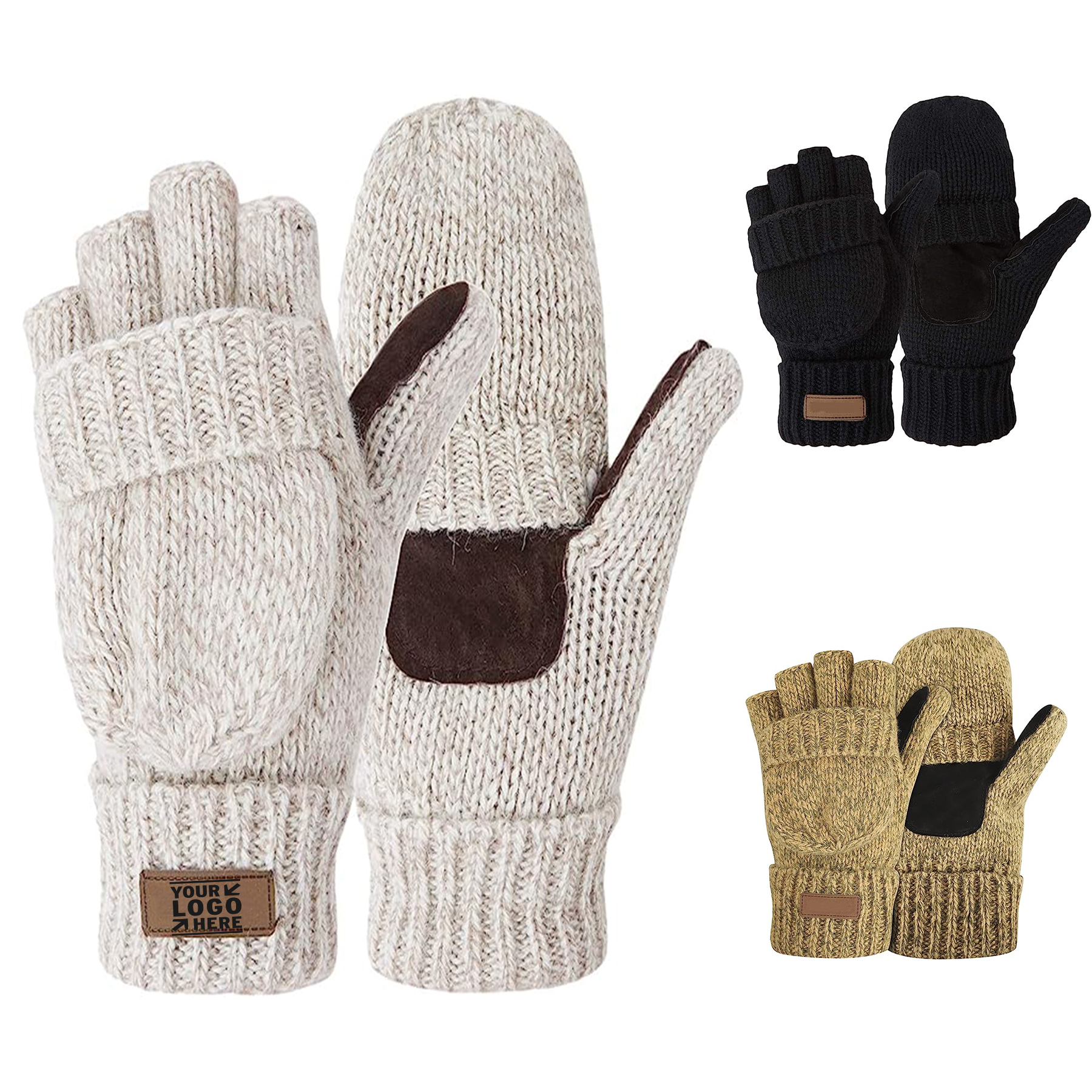 Thermal Insulation Warm Convertible Mittens Flap Cover Gloves 2