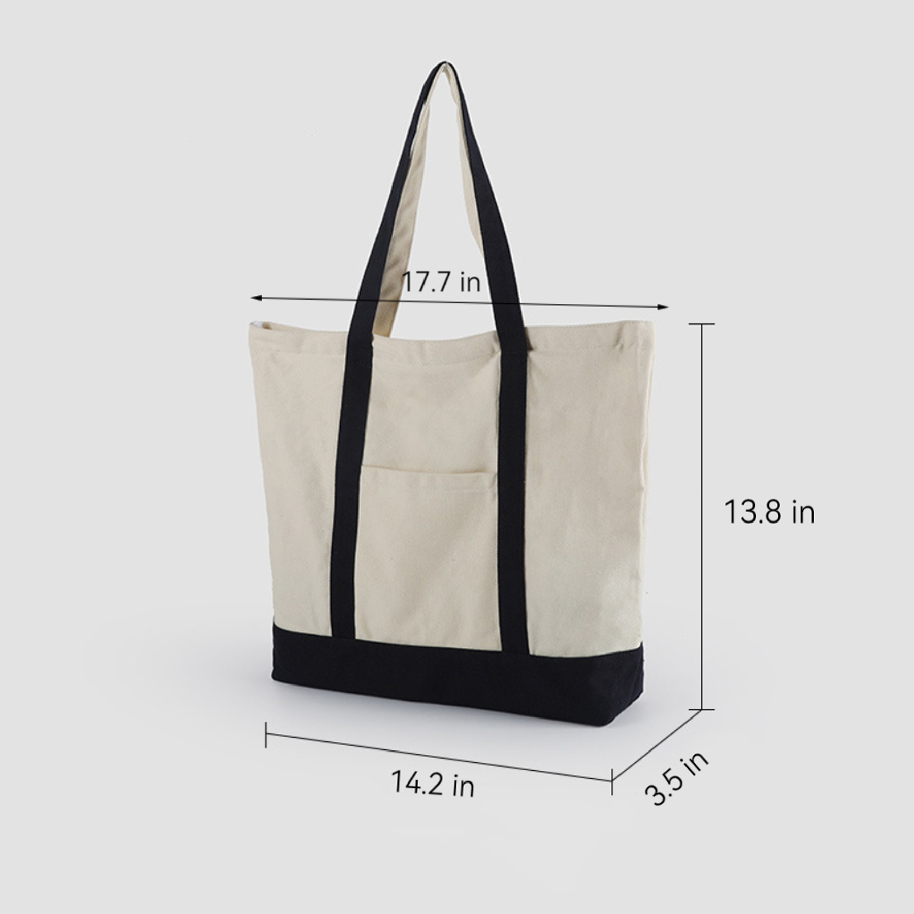 12 Oz Cotton Canvas Tote Bag Front Open Pocket 3