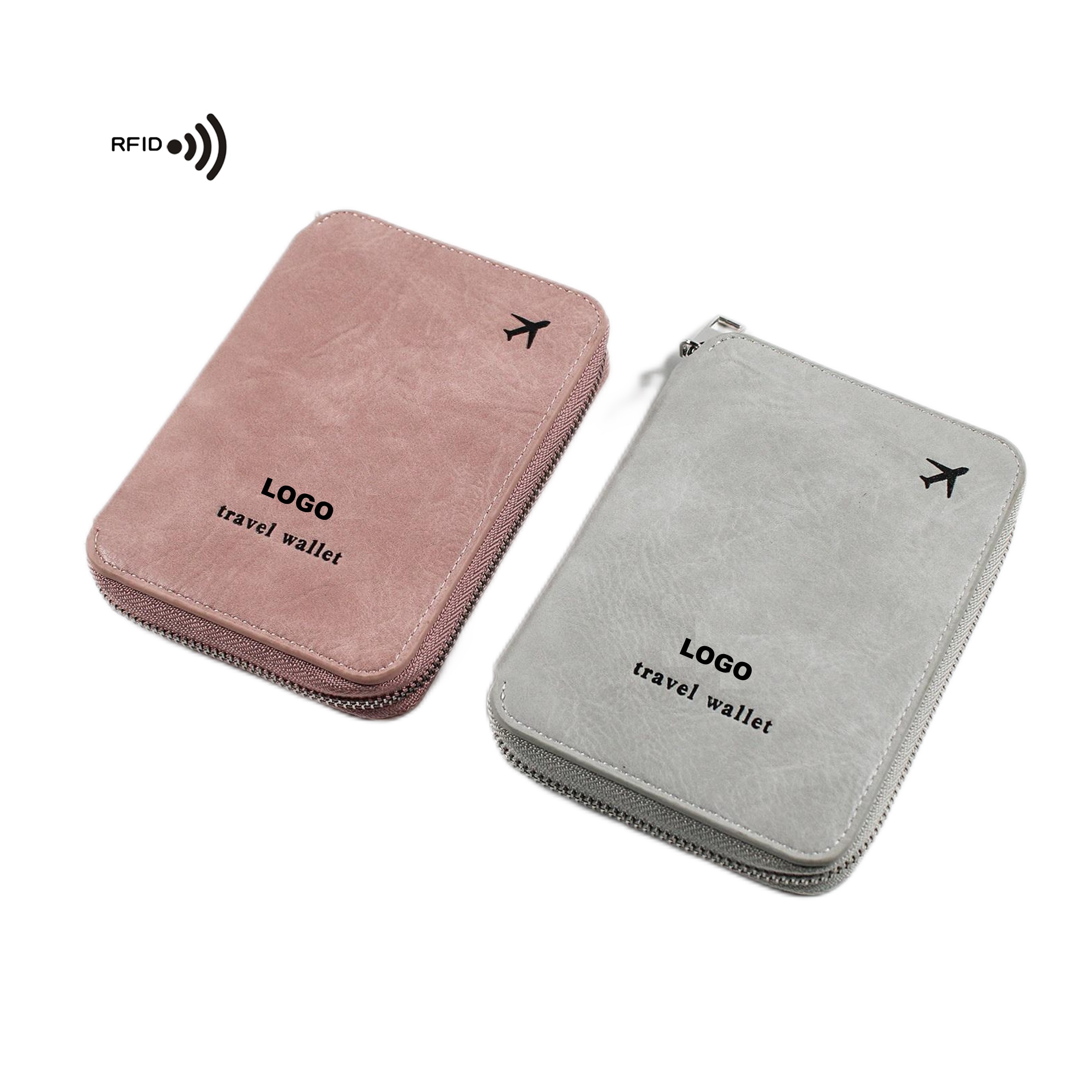 Leather Passport Wallet with Zipper (direct import), custom luggage tag with logo imprint 2