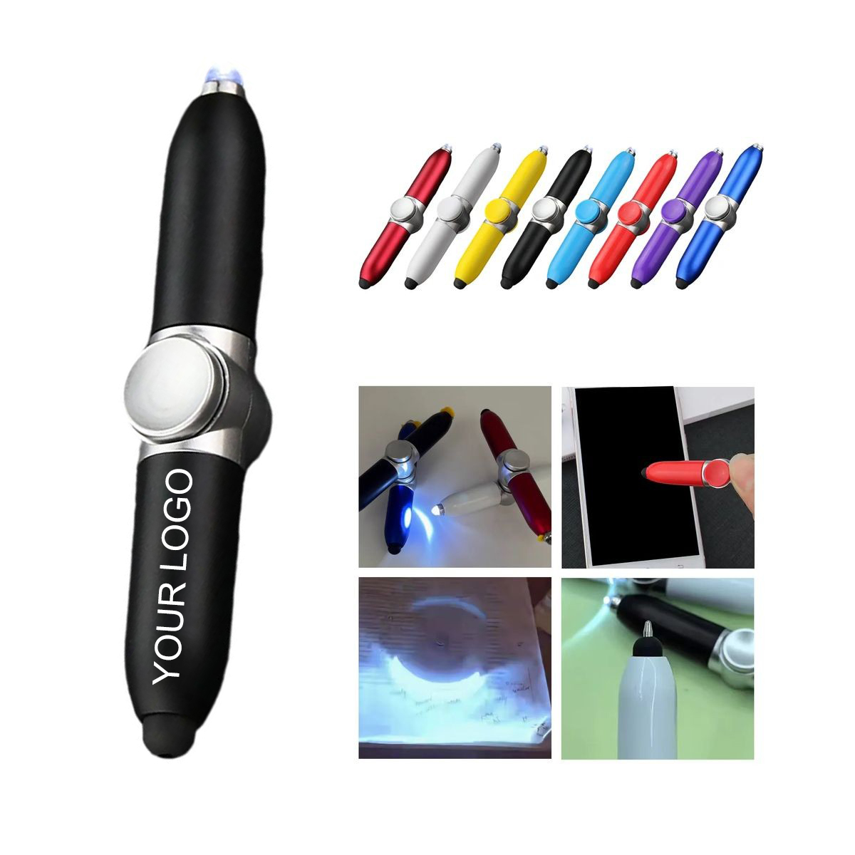 LED Fidget Pen 0.4" x 5.12" with Stylus and LED Light for Stress Relief 2
