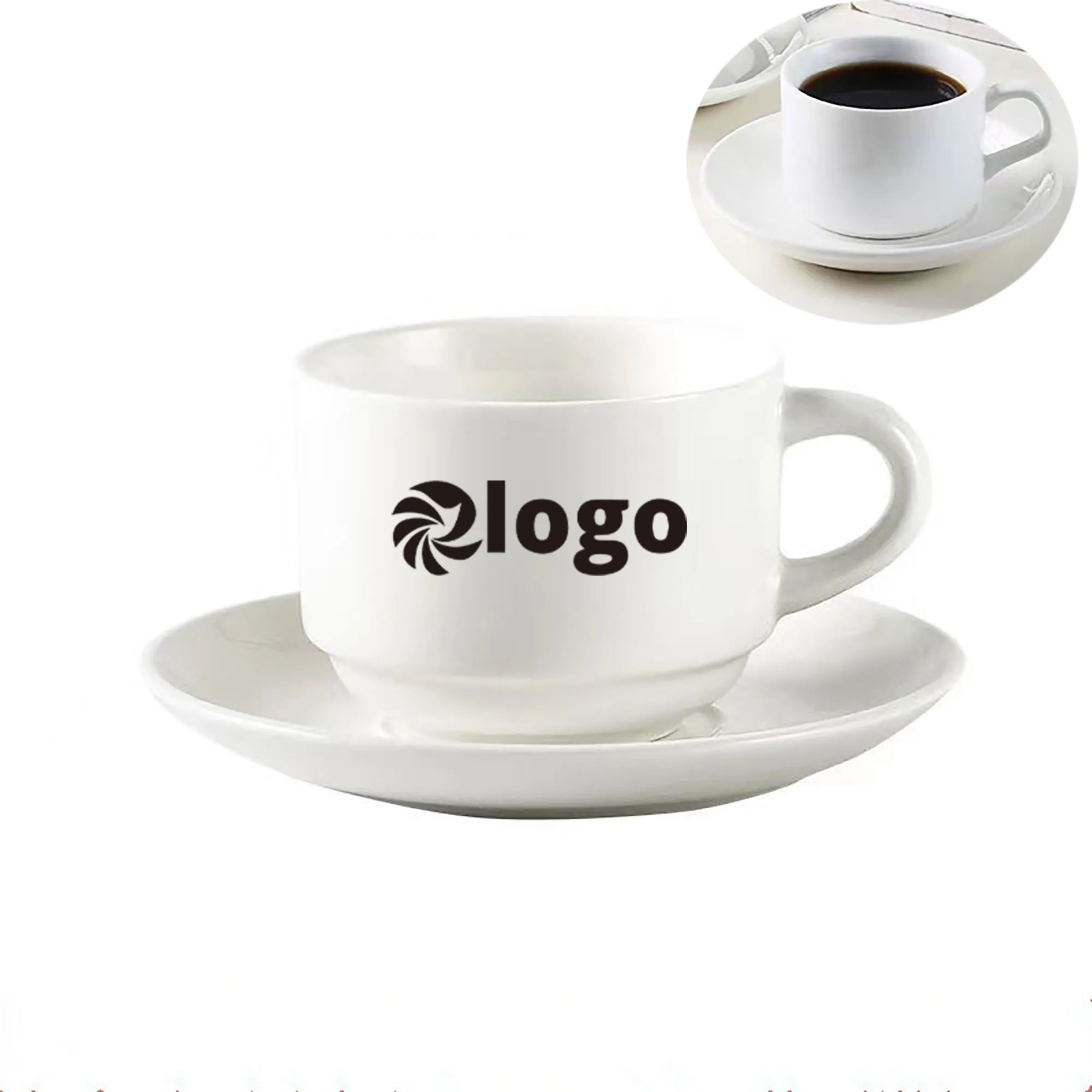 5 Oz. Porcelain Tea Cups Coffee Mugs with Saucer 2