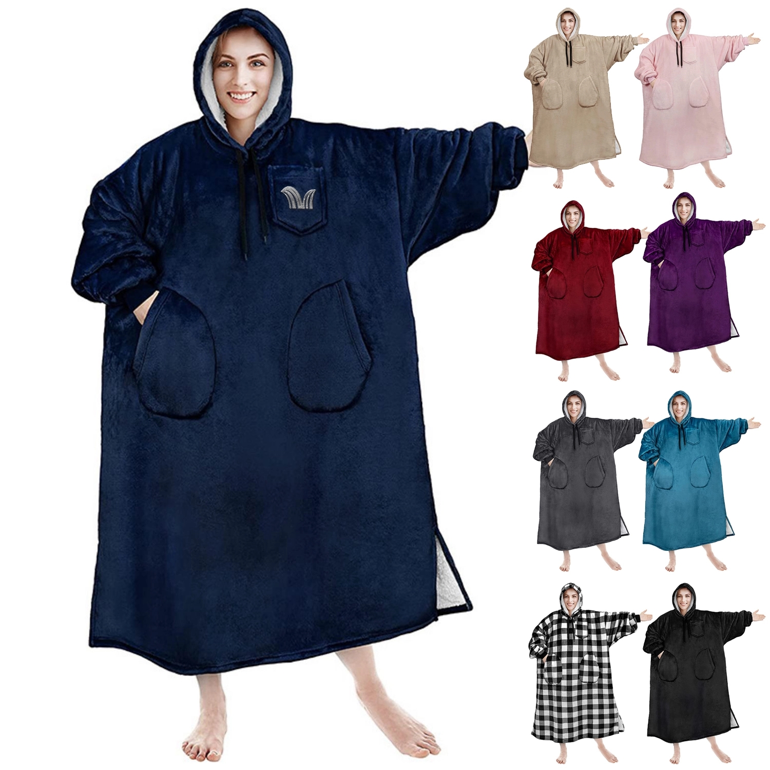 Oversized Microfiber & Sherpa Wearable Blanket 6