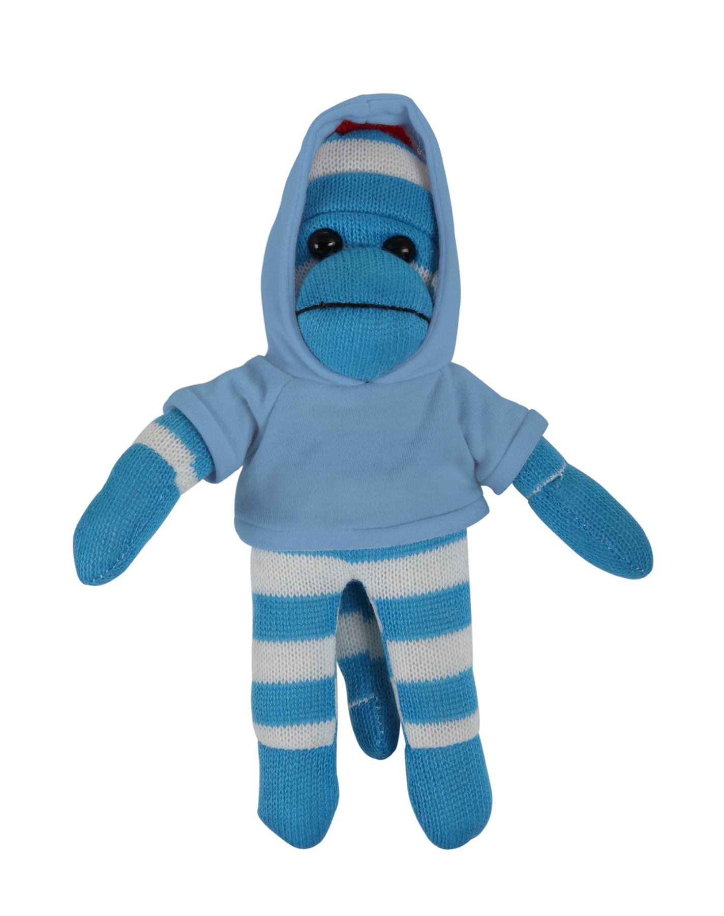 soft plush Blue Sock Monkey with hoodie