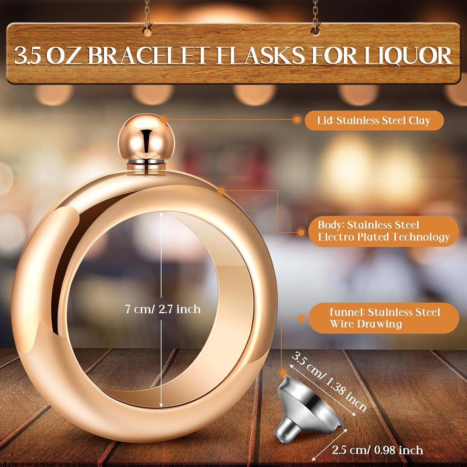 3.5Oz Bangle Shaped Drinking Flask 6