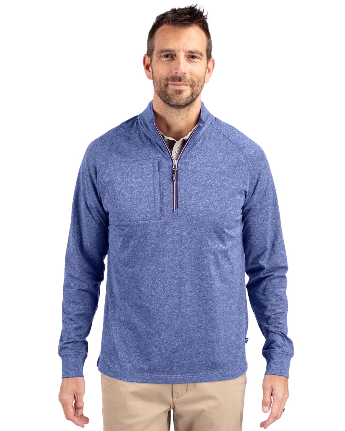 Cutter & Buck Adapt Recycled Soft Knit Stretch Mens Big & Tall Heathered Quarter Zip Pullover Big & Tall 27